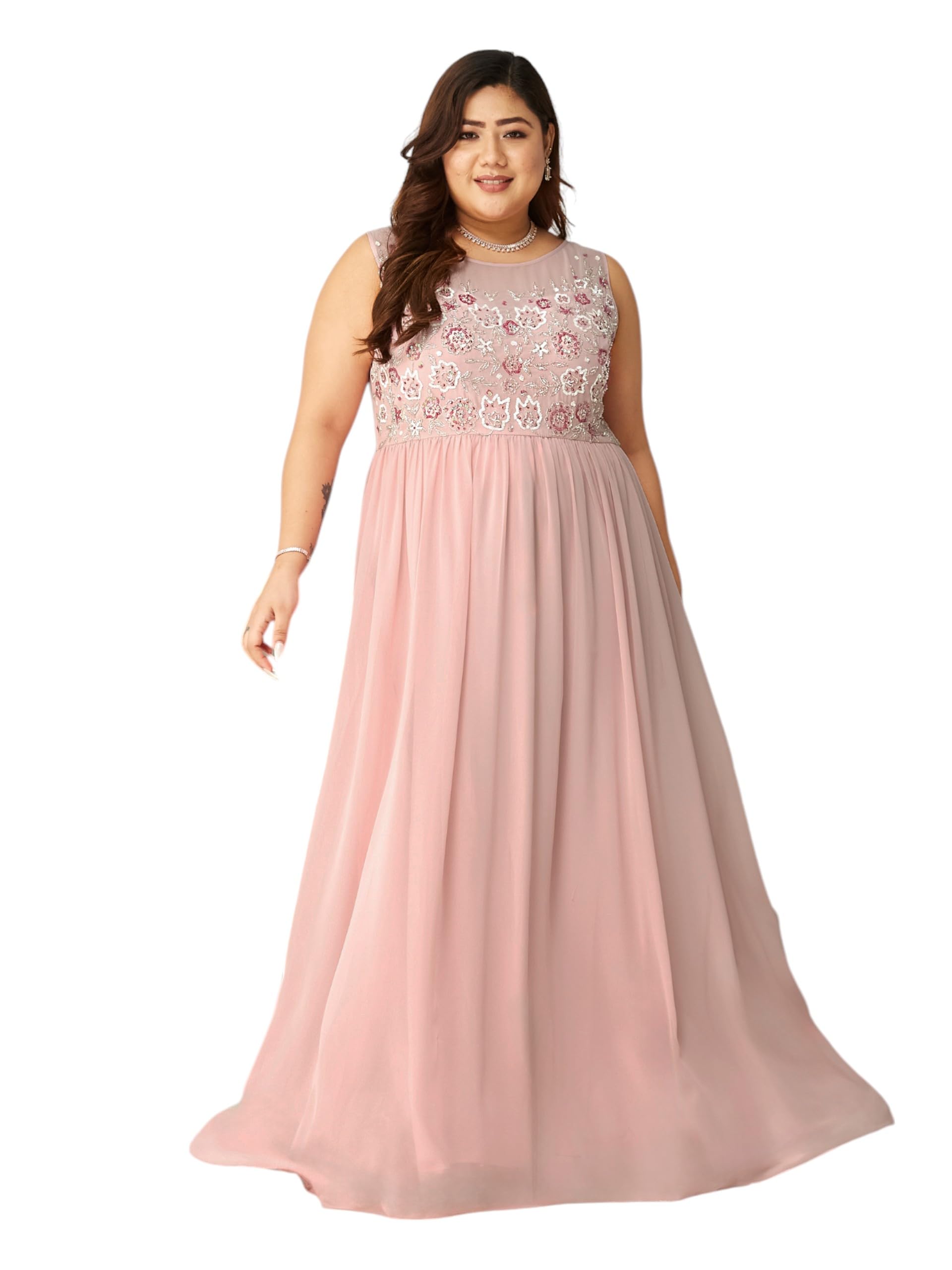 Women's Polyester Gathered Maxi Dresses-image-27