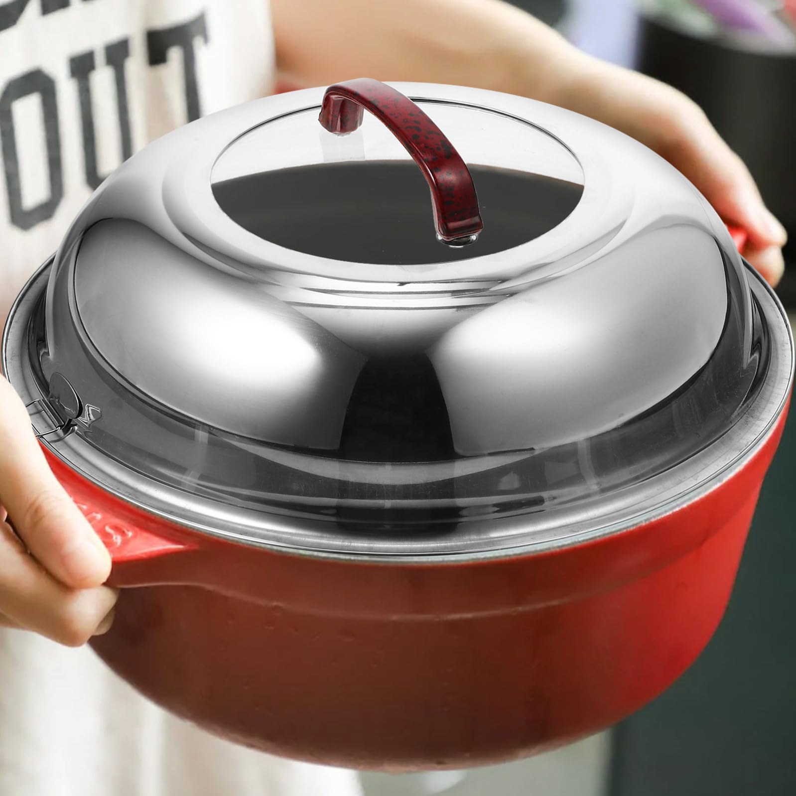 Sosoport Coperchio per Pentola Rotondo in Acciaio Inossidabile Vetro, Manico Anti-scaldatura e Design Visibile per Cucina a Gas