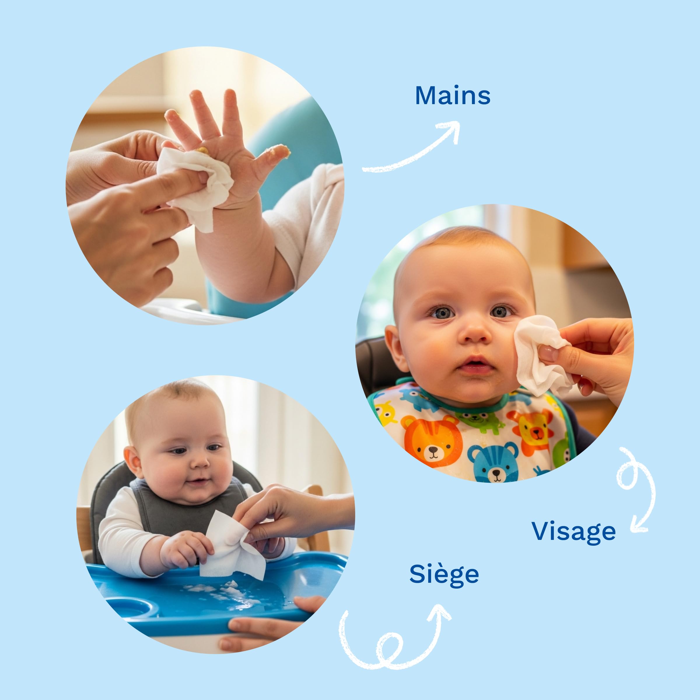 Mustela - Lingettes Nettoyantes à l'Eau - Lingettes Bébé Compostables - Visage, Mains, Siège - 99% ingrédients d'origine naturelle - Fibres d'origine Végétales - Hygiène Bébé et Soin - Sans Parfum