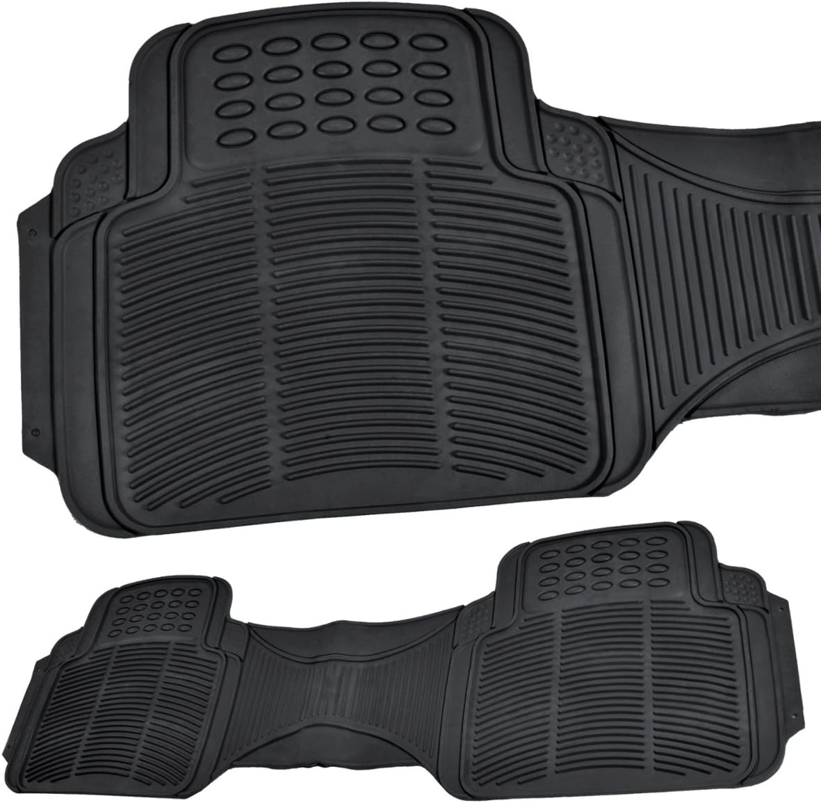 BDK Contour Liners - Original Heavy Duty Rubber Floor Mats for Car SUV Truck & Van - All Weather Protection (Original)