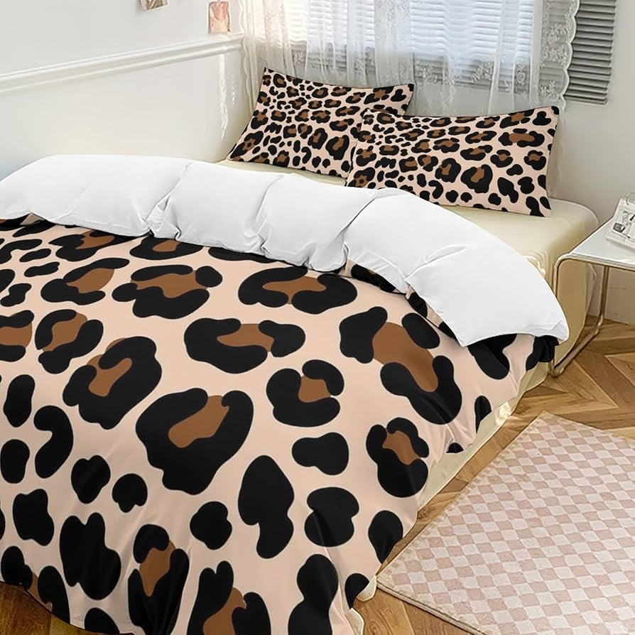 Amazon｜スリーピースベッド 豹柄 ヒョウ柄 ズンベッドカバー