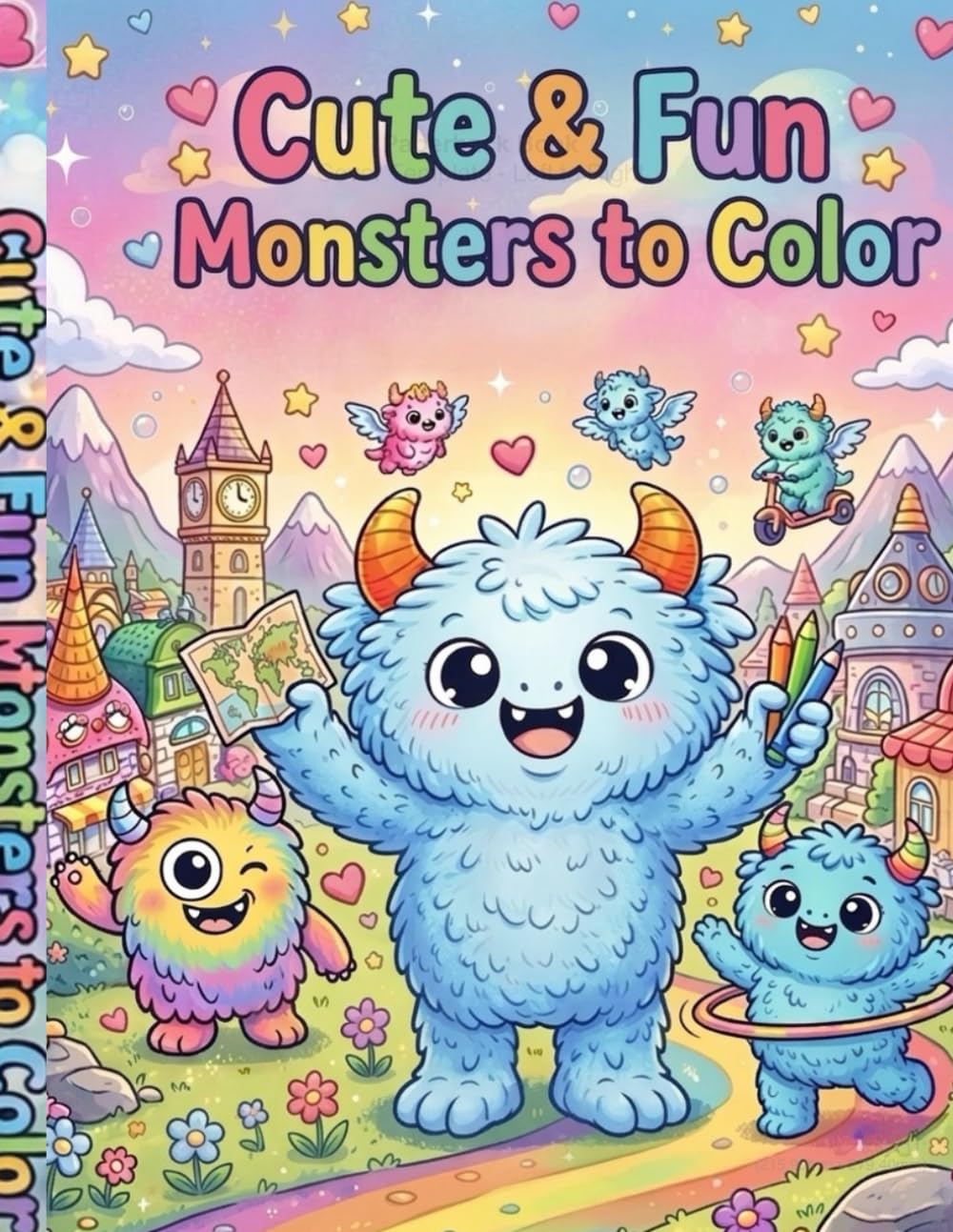 Cute Monsters Coloring Book for Kids Ages 5-12 and Adults: Fun and Adorable Monster Coloring Pages for Relaxations, Creativity and Stress Relief
