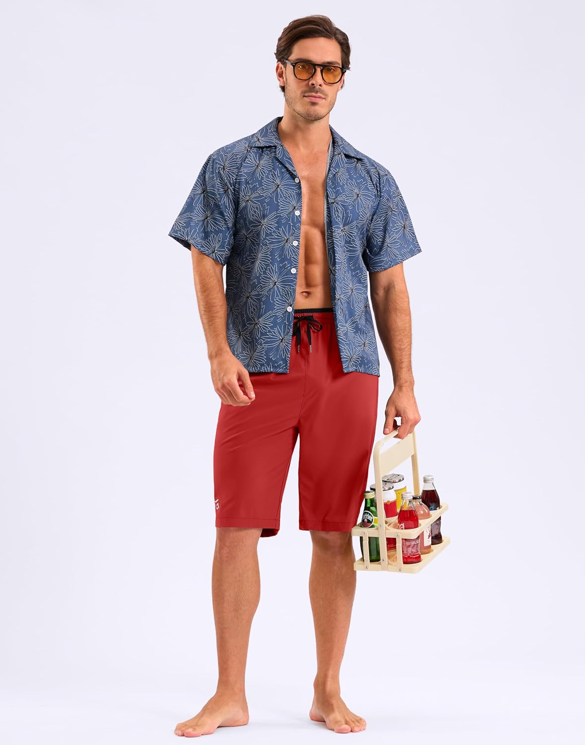 G Gradual Men's 11" Board Shorts with Zipper Pocket Long Swim Trunks Quick Dry Swimsuit Bathing Suit for Men No Mesh Liner