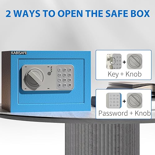 Miniatura 5 de Caja de seguridad con teclado de seguridad digital, caja de seguridad pequeña de acero sólido, caja de seguridad pequeña de 0.3 pies cúbicos, para