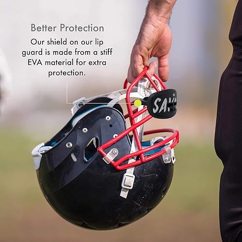 Miniatura 4 de DAMAGE CONTROL Boquilla para chupete  Protector bucal de fútbol con correa para casco, protege los dientes, la mandíbula y la boca  Pieza bucal para