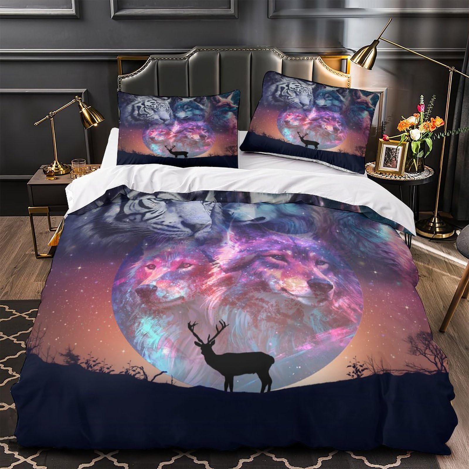 Housse de Couette Tigre Blanc 220x240 pour chambre adulte cocooning