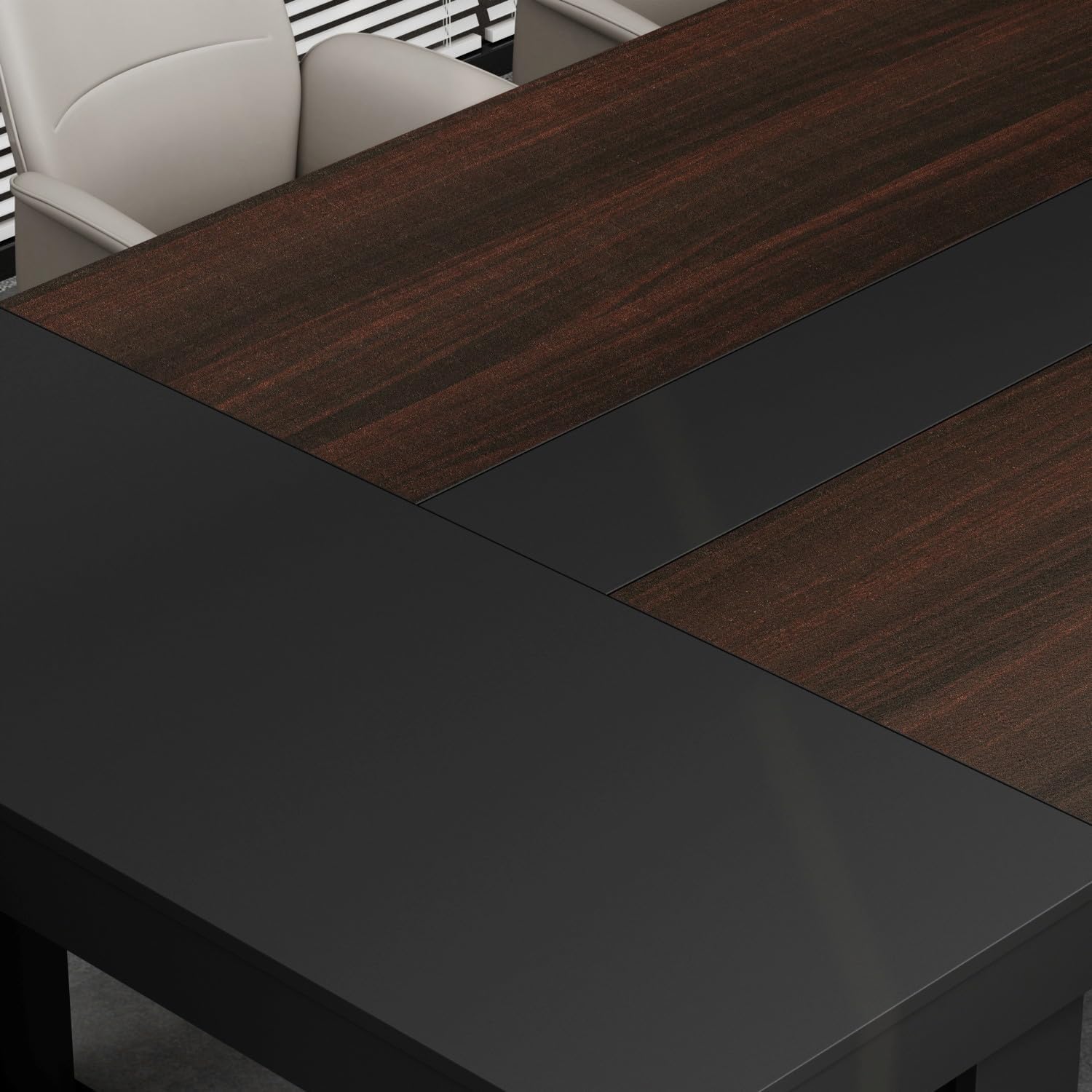 Lovinouse 86.6" Wide Computer Conference Table, Large Simple Executive Work Desk, Long Meeting Computer Office Desk, Modern Rectangular Conference Writing Table for Office, Black Walnut Color