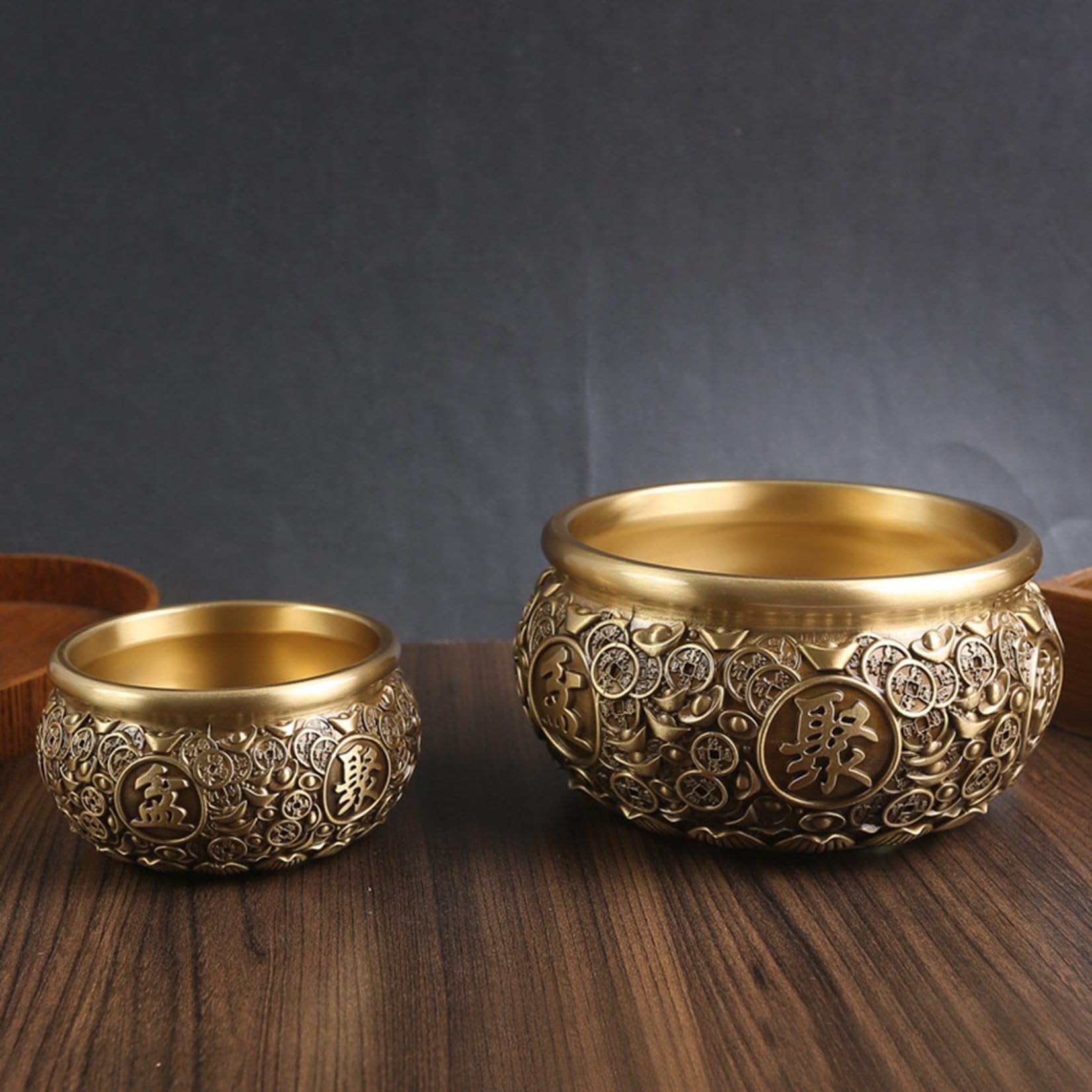 Amazon.co.jp: 聚寶盆 置物 富と幸運 銅製 真鍮 風水アイテム 縁起物