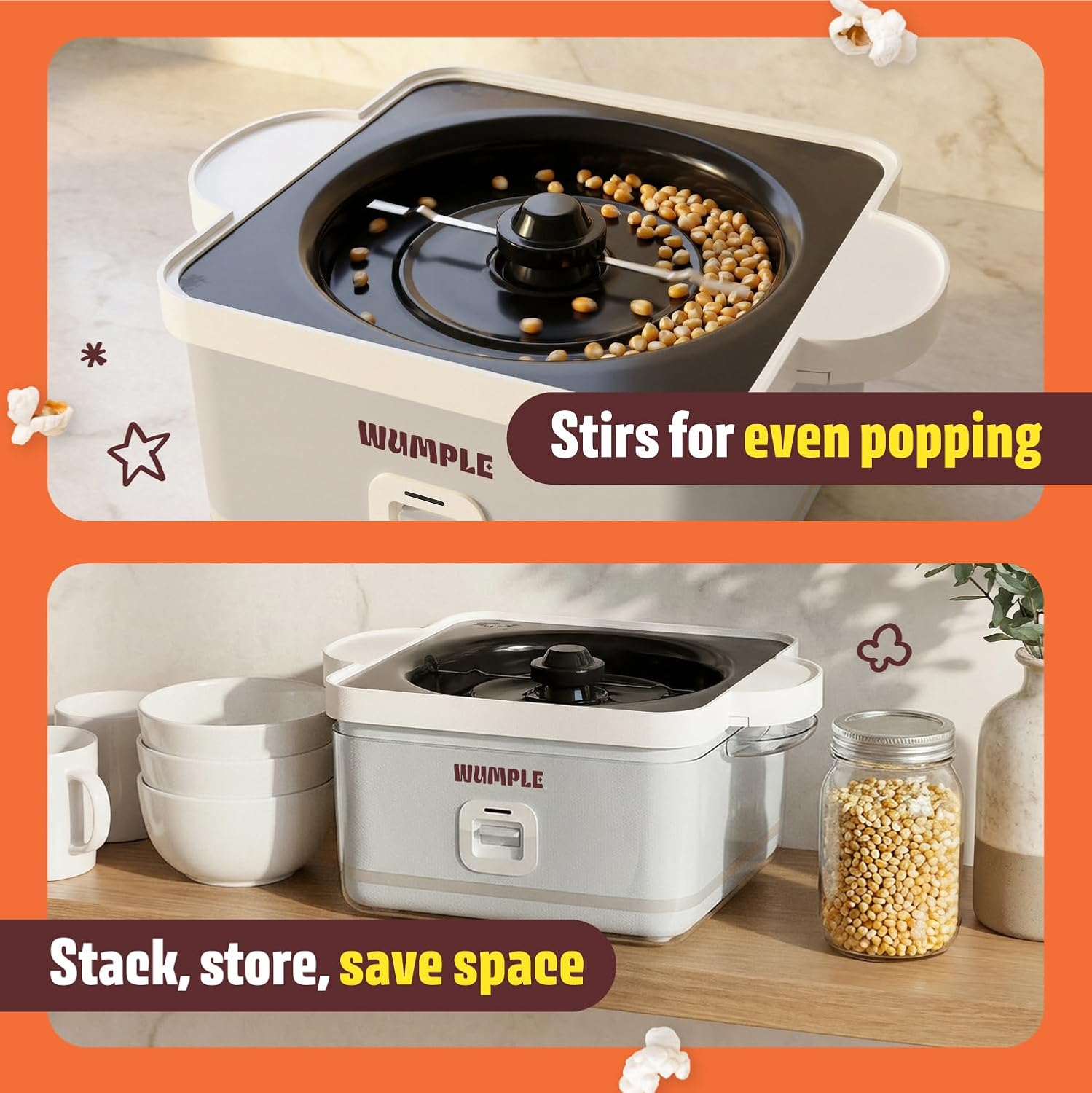 Popcorn Machine with Bowl - 12 Cup Electric Popcorn Maker for Home Movie Nights & Parties - Countertop Popcorn Popper - Gray