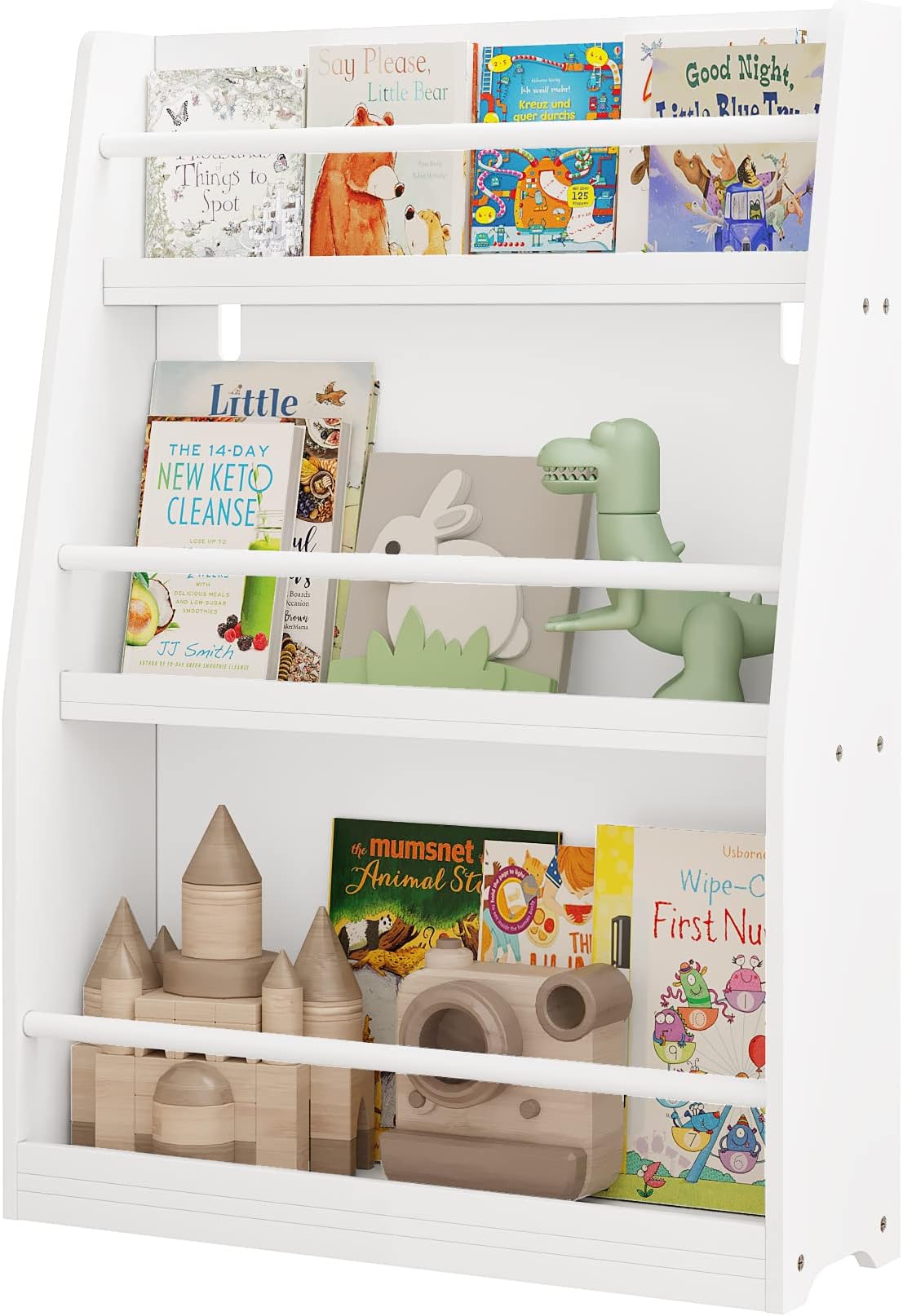 KidKraft Scaffale A 4 Livelli In Legno E Tessuto Per Bambini, Libreria