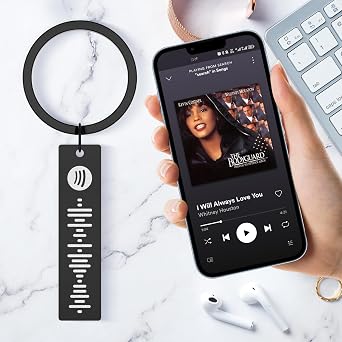 Custom Spotify Keychain, Personalized Scannable Spotify Code Keychain Spotify Music Song Code Keyring Gifts for Men