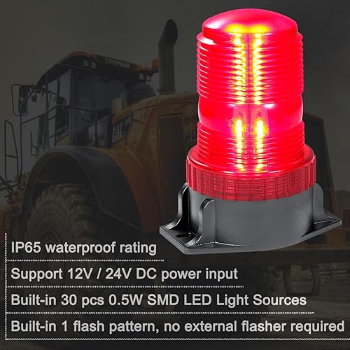 Miniatura 6 de WOWTOU Luces estroboscópicas LED ámbar magnéticas para carretilla elevadora, carritos de golf, vehículos utilitarios, camiones, tractor, 12 V, 24 V,