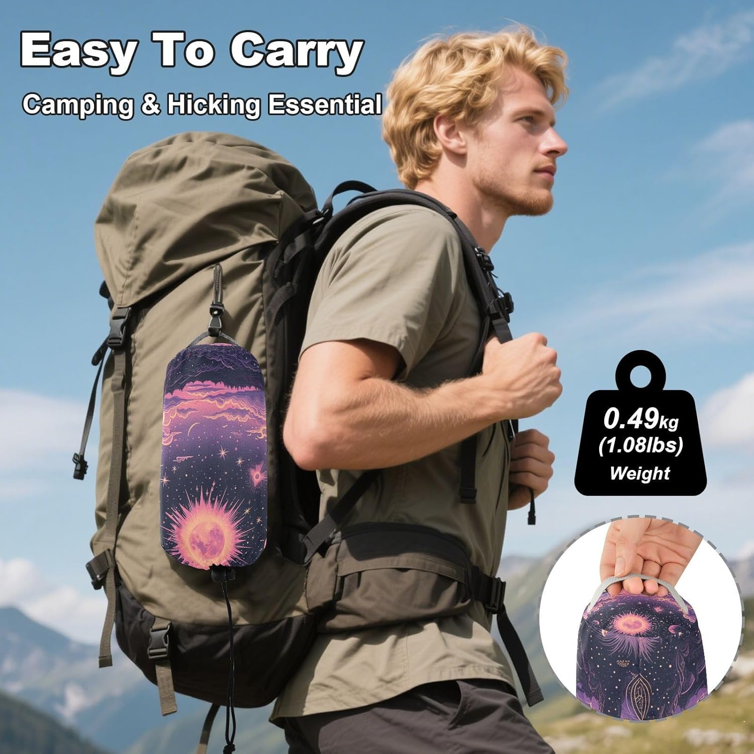 Celestial Tarot Moon 330lb Capacity Hammocks Cloth Hammock for Outside Beach Patio Garden para ir de Camping