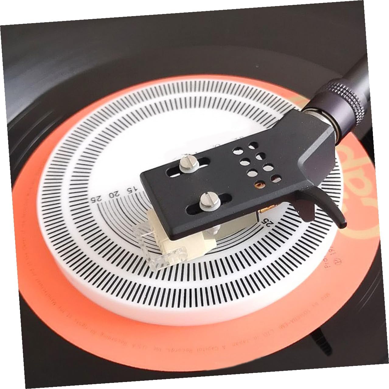 Vinyl Record Speed Tester Acrylic Stroboscopic Disk Calibration Tool | White Acrylic Build, Stylus Pressure Gauge, Precise Setup Aid for Records, Turntable Adjustment Disc with Light