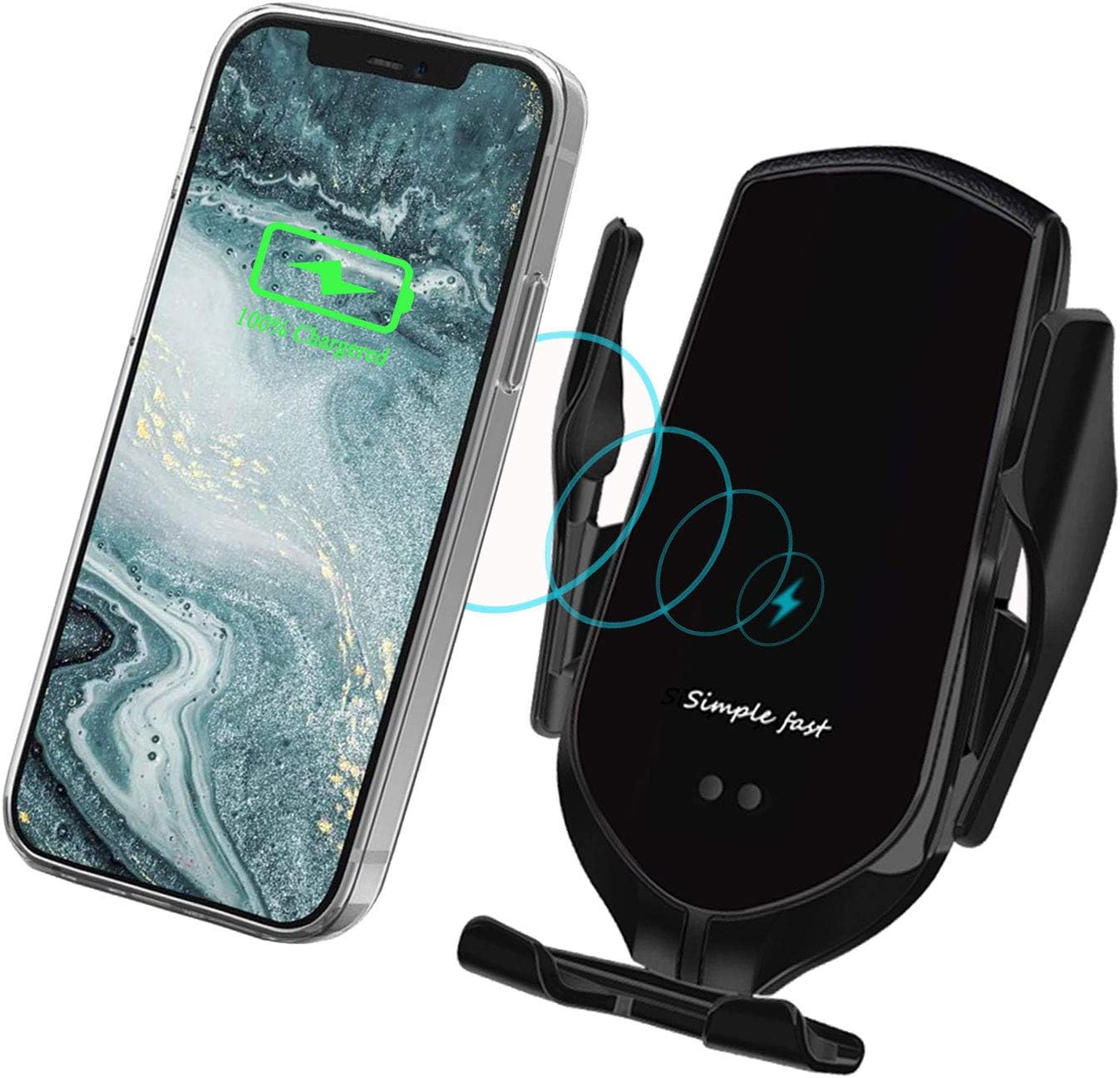LUKKAHH Wireless Car Charger Mount,Auto-Clamping Air Vent Phone Holder,10W Qi Fast Car Charging,Compatible iPhone 13/12Pro/11 Pro Max/XS/XS Max/X/8/8+, Samsung Note20/S20 Ultra/S9+/S10+(Jet Black)
