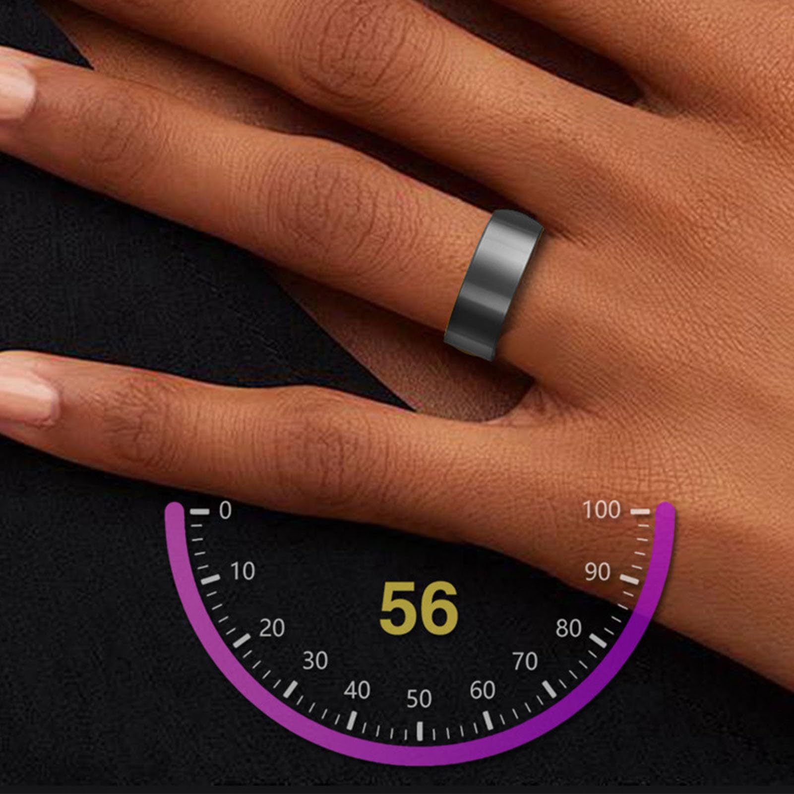 ASHATA Smart Ring Health Tracker, monitoraggio del sonno, indossabile, impermeabile IP68, contapassi, monitoraggio del sonno, anello intelligente per donne e uomini, nero
