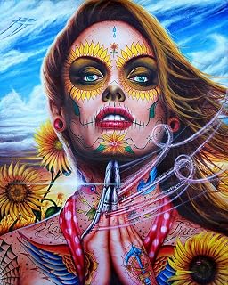 Gone with The Wind by Randy Drako Day of The Dead Skull Tattoo Canvas Art Print