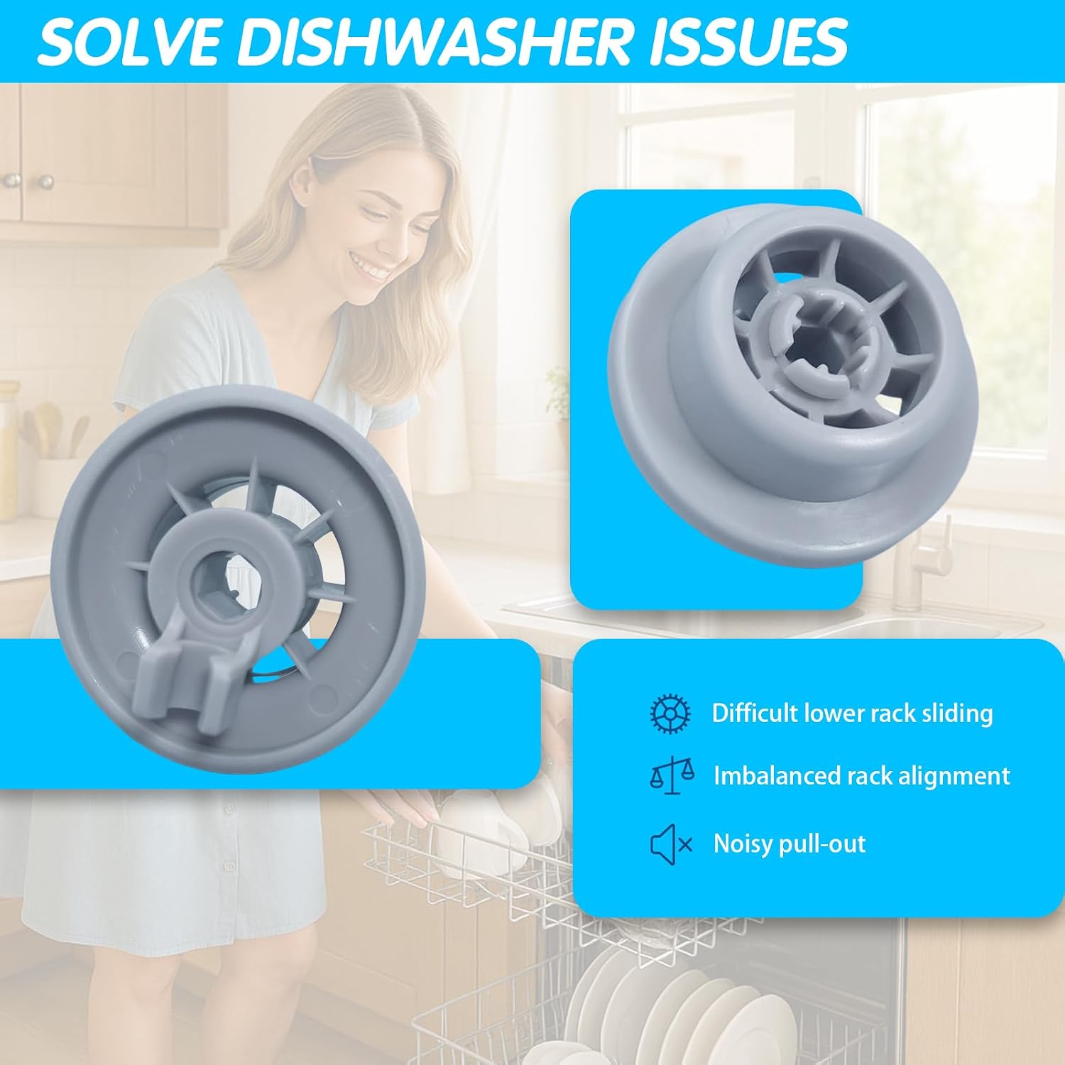 165314 (8-Pack) Dishwasher rack wheels – for Bosch, Fits LG & Kenmore – Replaces 420198 00420198 423232 AP2802428 PS3439123
