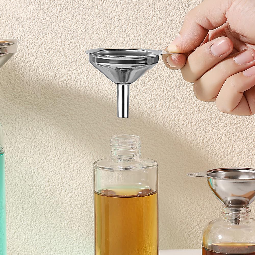 3Pcs Stainless Steel Funnel Set (Large/Medium/Small) – Food Grade Metal Kitchen Funnels for Transferring Essential Oils/Liquid/Spice/Powder, Durable and Dishwasher Safe