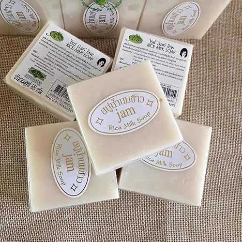 Miniatura 4 de Jabón de arroz de Tailandia, 6 piezas, jabón de arroz hecho a mano, 2.29 oz, jabón de baño, 12 piezas, jabón facial, jabón frío, regalo de boda (12)