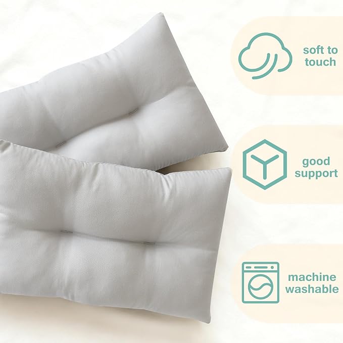 Set 2 Almohadas Pequeñas 27.9 x 17.8 cm Algodón Gris miniatura 5