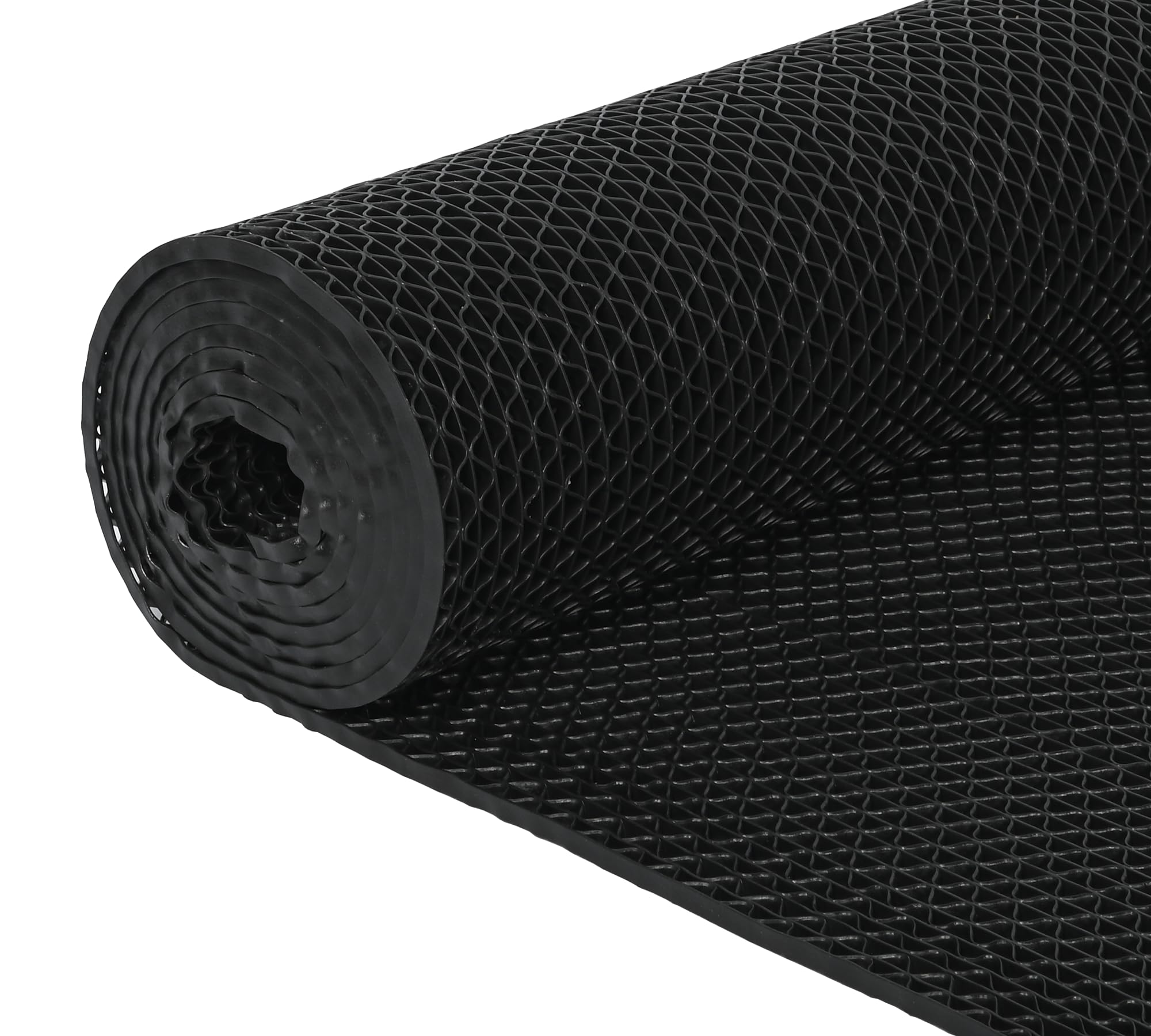 MYOYAY Drainagematte Antirutschmatte 0,9 x 5m, 5,5mm Dick rutschfeste S-Netzteppich mit Perforationen rutschfeste Badematte Geeignet für Badezimmer Garage und Flur (Schwarz)