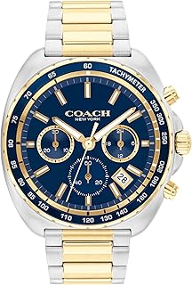 COACH Charter Men's Quartz Chronograph Watch, Stainless Steel Bracelet - Water-Resistant to 3ATM, Modern Minimalist - Gift for Him, 44.5mm
