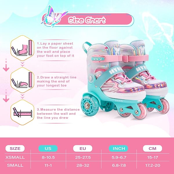 Roller Enfant Fille Patins à roulettes pour Enfants, Patins à roulettes réglables pour Enfants 3 à 9 Ans, Roller Enfant Fille lumières Amusantes pour Enfants pour débutants - 5