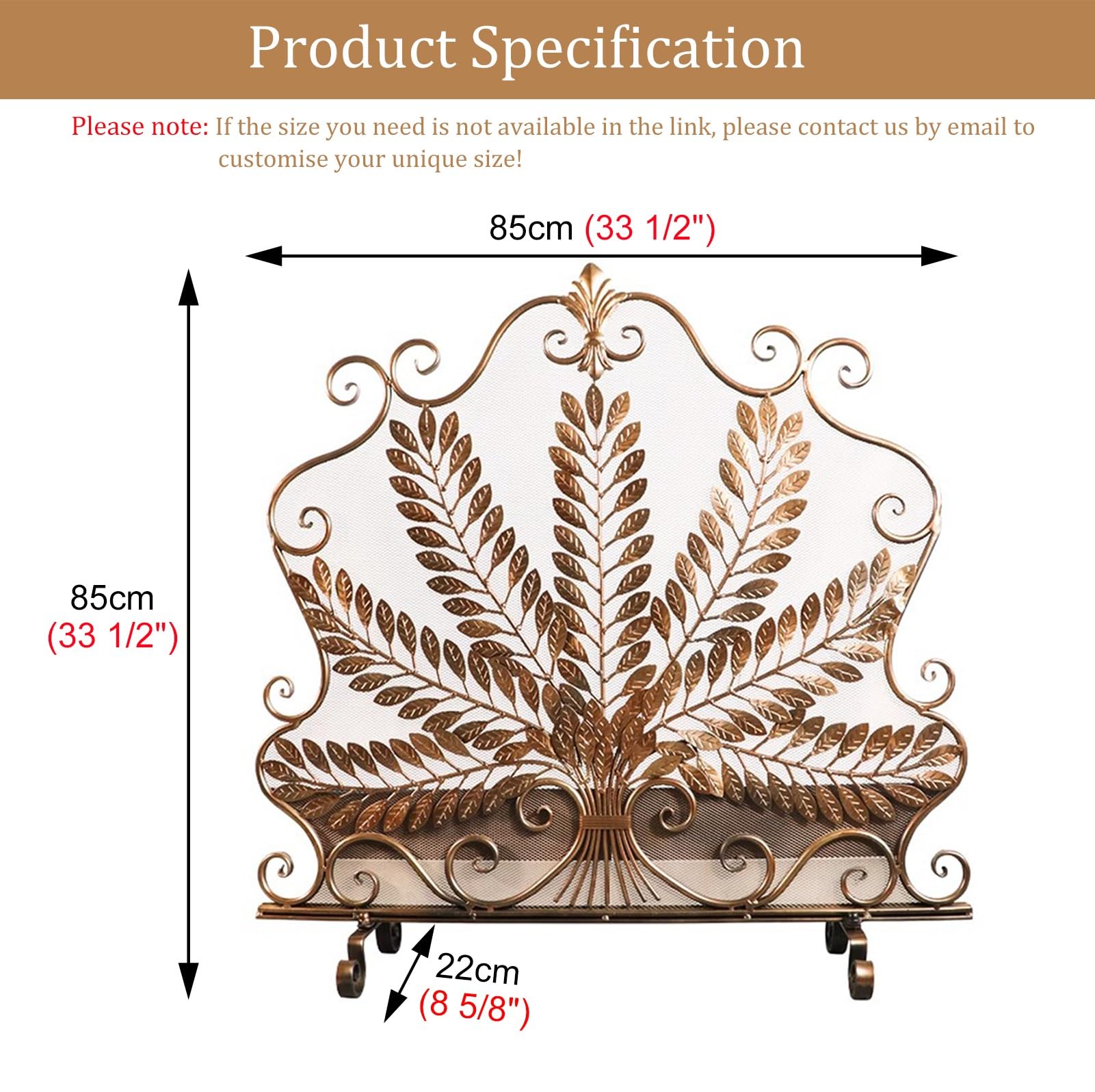 Salvachispas Chimenea Mamparas para Chimenea Independientes de Un Panel, Cubierta Decorativa para Puerta de Protección de Estufa con Pie de Apoyo, Panel de Red de Protección para Chimenea Pequeña