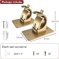 Vista 4 de CIEMGNZOC 4 piezas de soportes para barra de cortina sin taladro, plástico dorado, autoadhesivo y montaje con tornillo, soporta hasta 20 libras