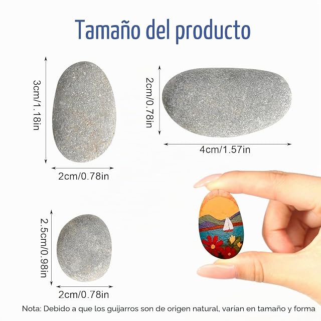 Foto 2 de 7 de 40 Piedras para Pintar, 1-3 CM Piedras Planas para Pintar Piedras Creativas Pintadas a Mano