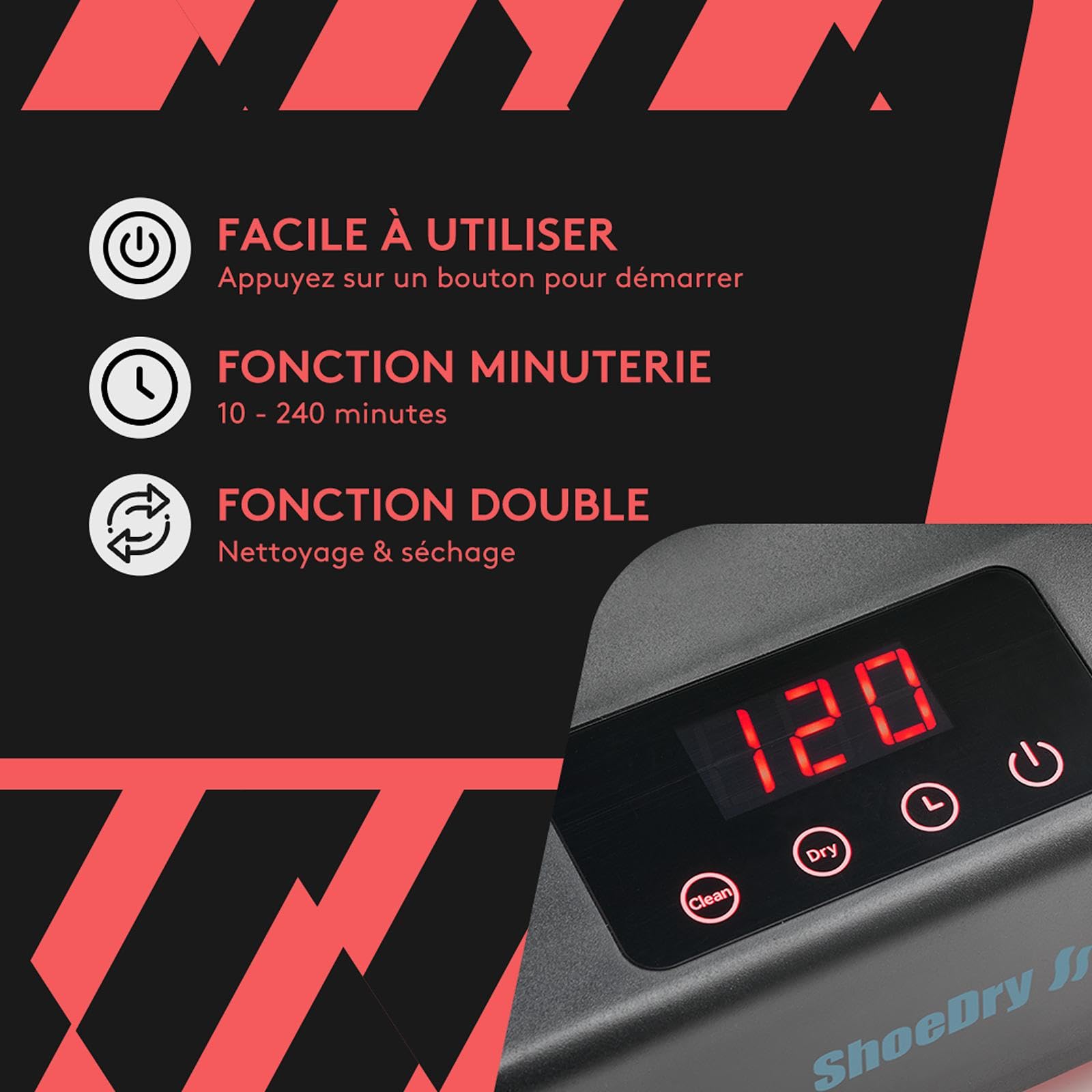 SHOEDRY Ozone - Sèche-Chaussures & Rafraîchisseur - Technologie à l'Ozone - Élimine Les bactéries et Les Champignons - Pas d'odeurs désagréables
