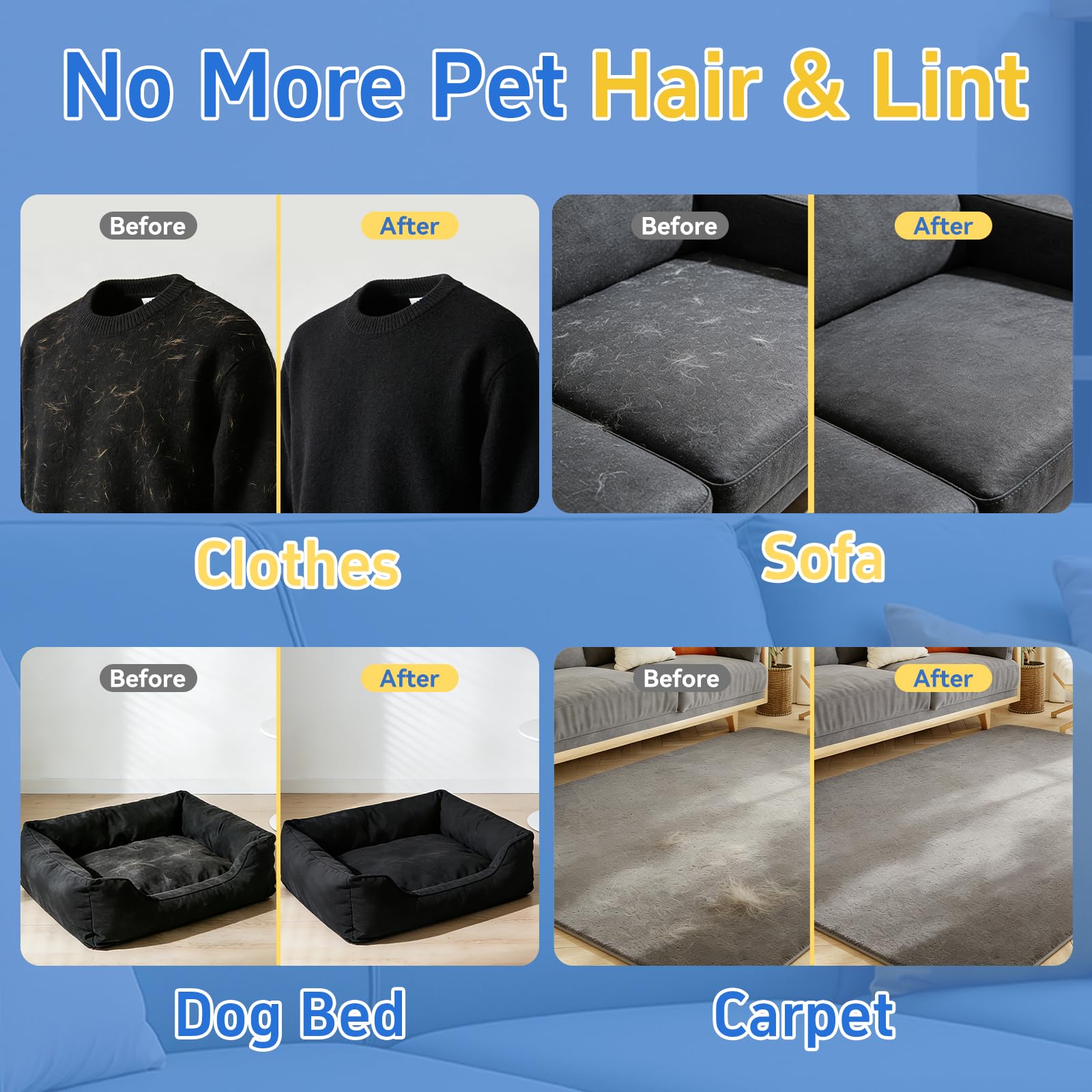 Pet Hair Removal Glove for Dogs & Cats, Electrostatic Five-Finger Hair Remover for Furniture, Couch, Carpet & Car Seat, Reusable Washable Pet Fur Cleaning Tool, Not for Grooming (1 PCS) - image 4