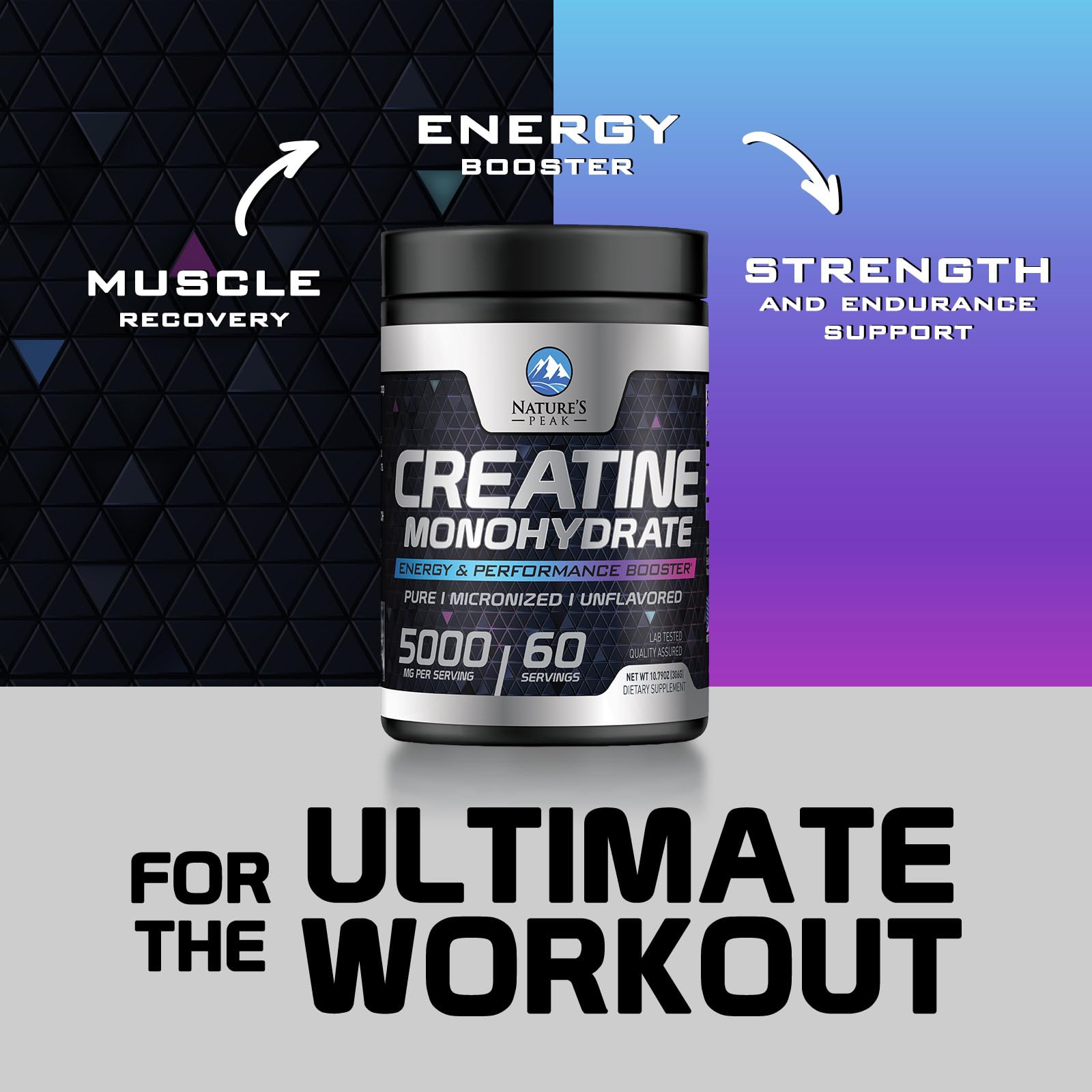 Creatine Monohydrate Powder 5000mg - Pure Micronized Creatine Mono 5G Nutritional Supplement - Pre Workout for Energy & Muscle Support for Men and Women, Unflavored, Bottled in USA - 60 Servings — Amazon image 5