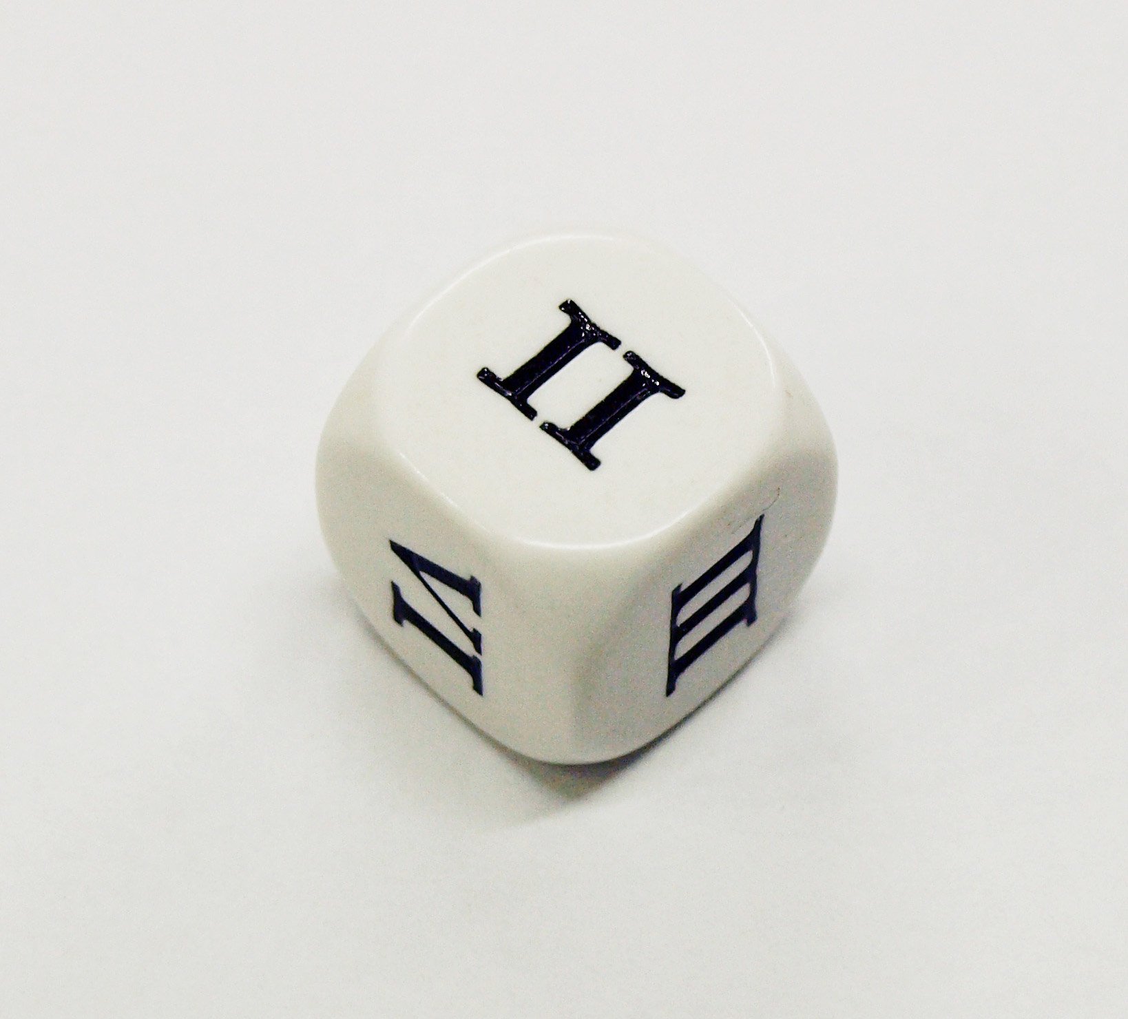 Set of 6 Roman Numerals I-VI (1-6) 16mm Six-Sided Dice- White with Black Numbers by Koplow Games