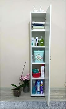 RIVER WORLD Irmak Furniture Single Cover 5 Shelves Multi-Purpose Bathroom Kitchen Pantry Cabinet Single Door Cabinet