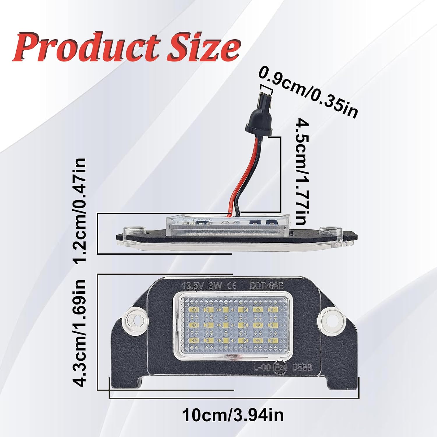 1PC LED License Plate Lights, 18-SMD 6000K White Rear Bumper Tag Lamps Assembly Compatible with D0dge Charger Challenger Avenger Magnum Dart, 4805846AA