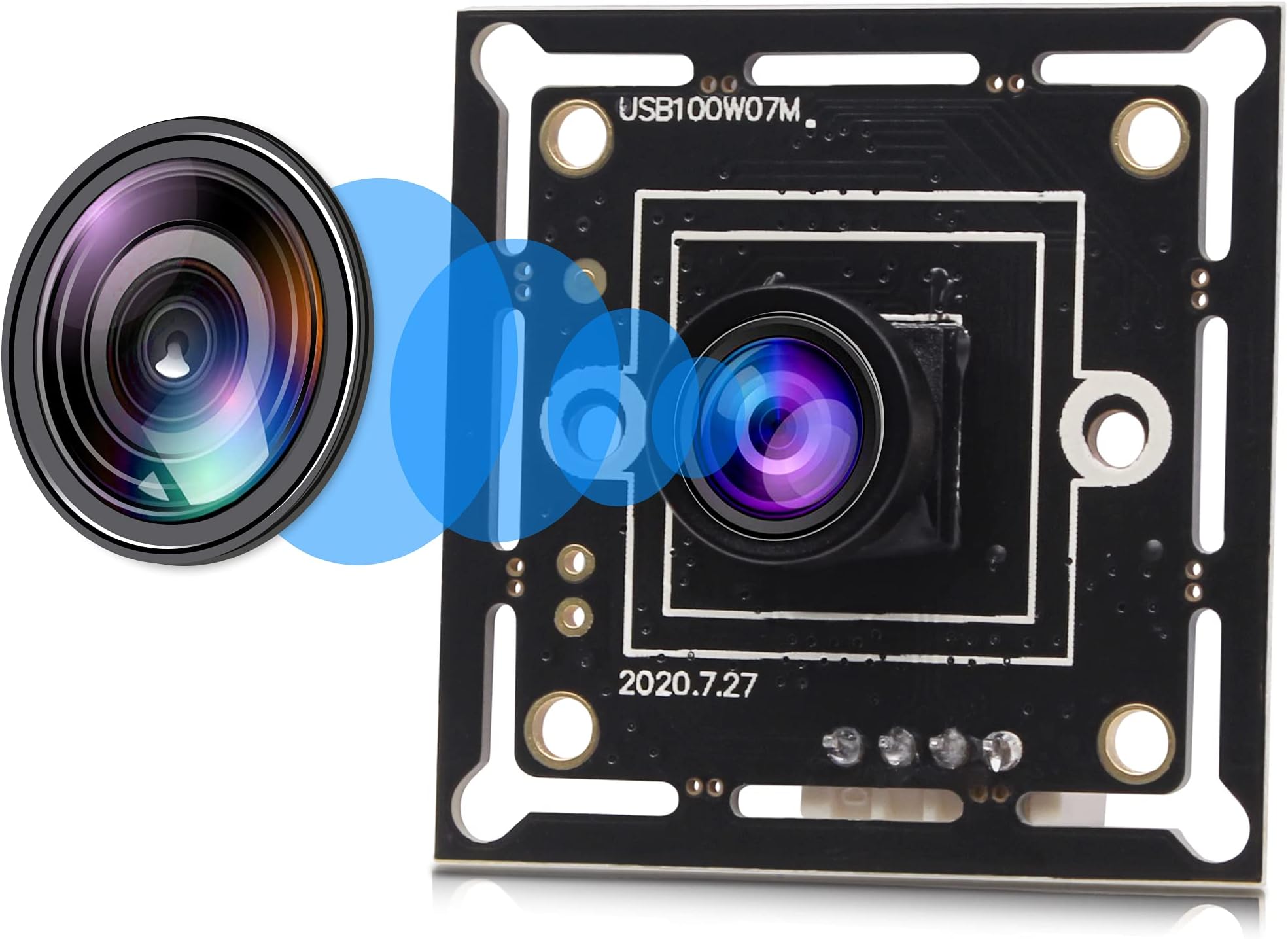 HD High Speed Wide Angle USB Camera Module for Computer 720P 30fps Super Mini UVC USB2.0 Webcam Board with 120degree No Distortion Lens CMOS OV9712 Industrial CCTV PC Camera for Linux Mac Android