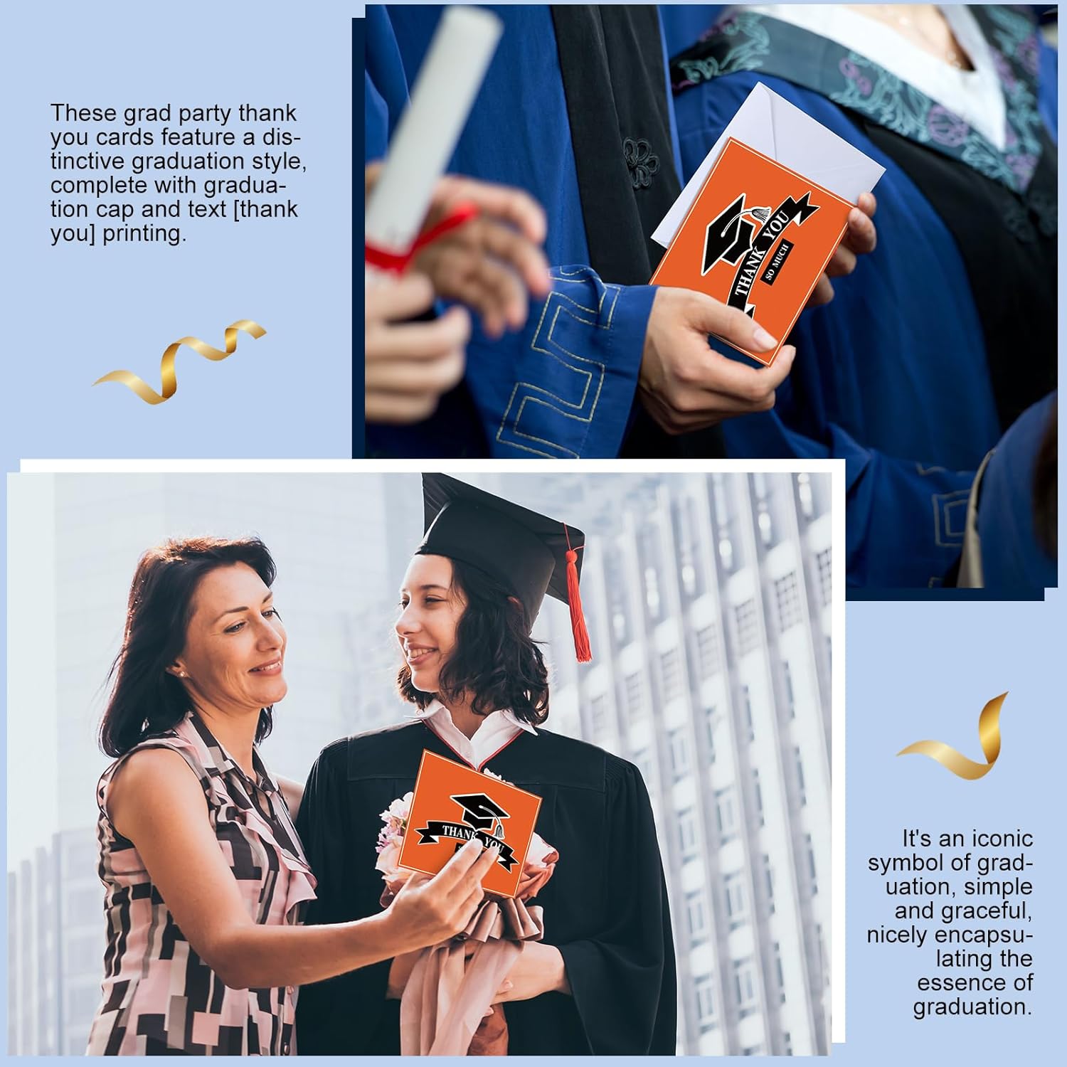 Tellingyou 50 Sets Graduation Thank You Cards 2026 4 x 5 Inch School Spirit Note Cards with 50 White Envelopes Graduation Congrats Greeting Bulk Thank You Note for Party (Orange)