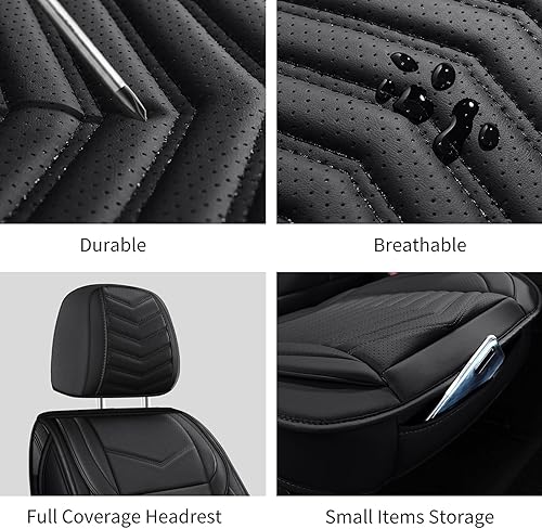 Miniatura 9 de Fundas de asiento de automóvil, transpirables e impermeables, de piel de napa, para autos, SUV, camiones, sedán, funda universal antideslizante para