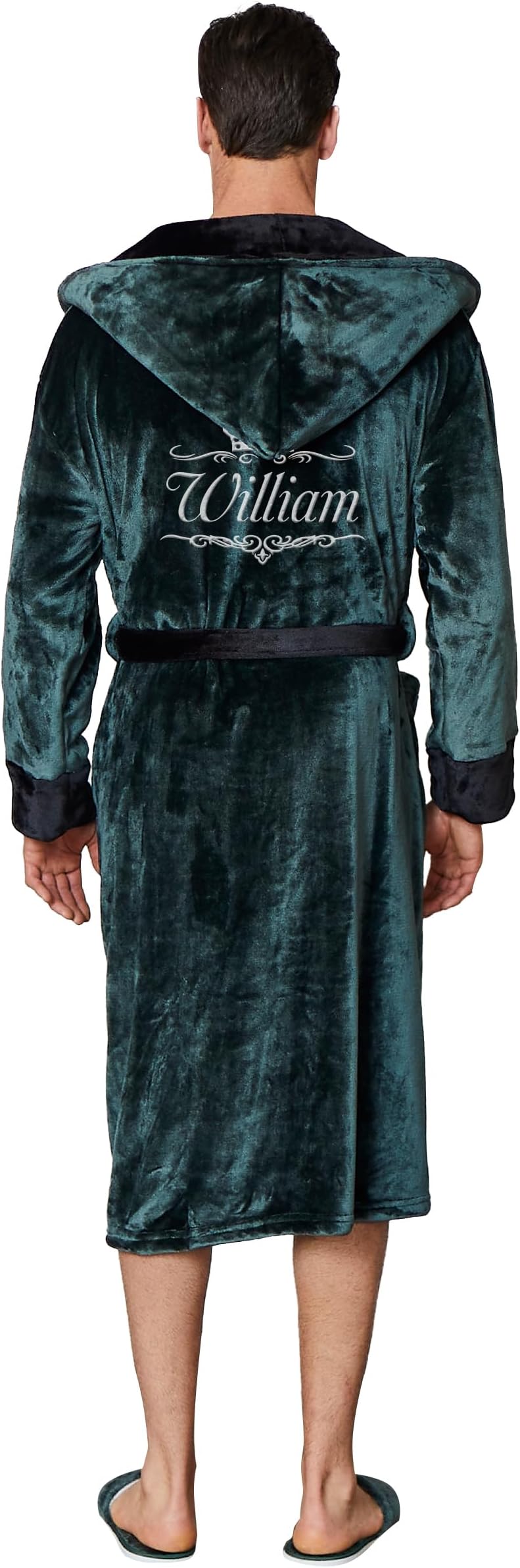 Custom Hooded Robes for Men - Personalized Embroidered Plush Bathrobe with Monogram