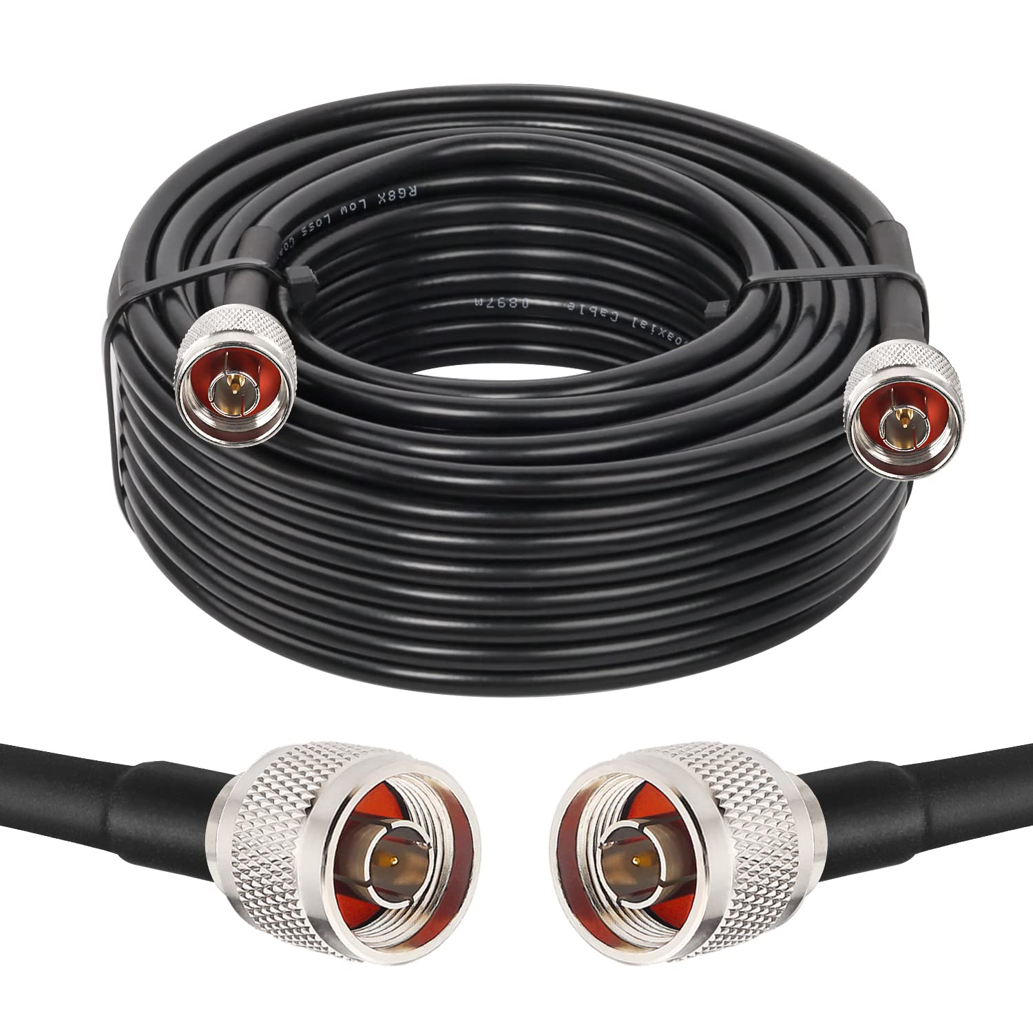 MOOKEERF KMR240 N Cable - 50FT Ultra Low Loss N Male to N Male Cable Pure Copper 50 ohm for Antenna,WiFi Router,Signal Booster, Amplifier