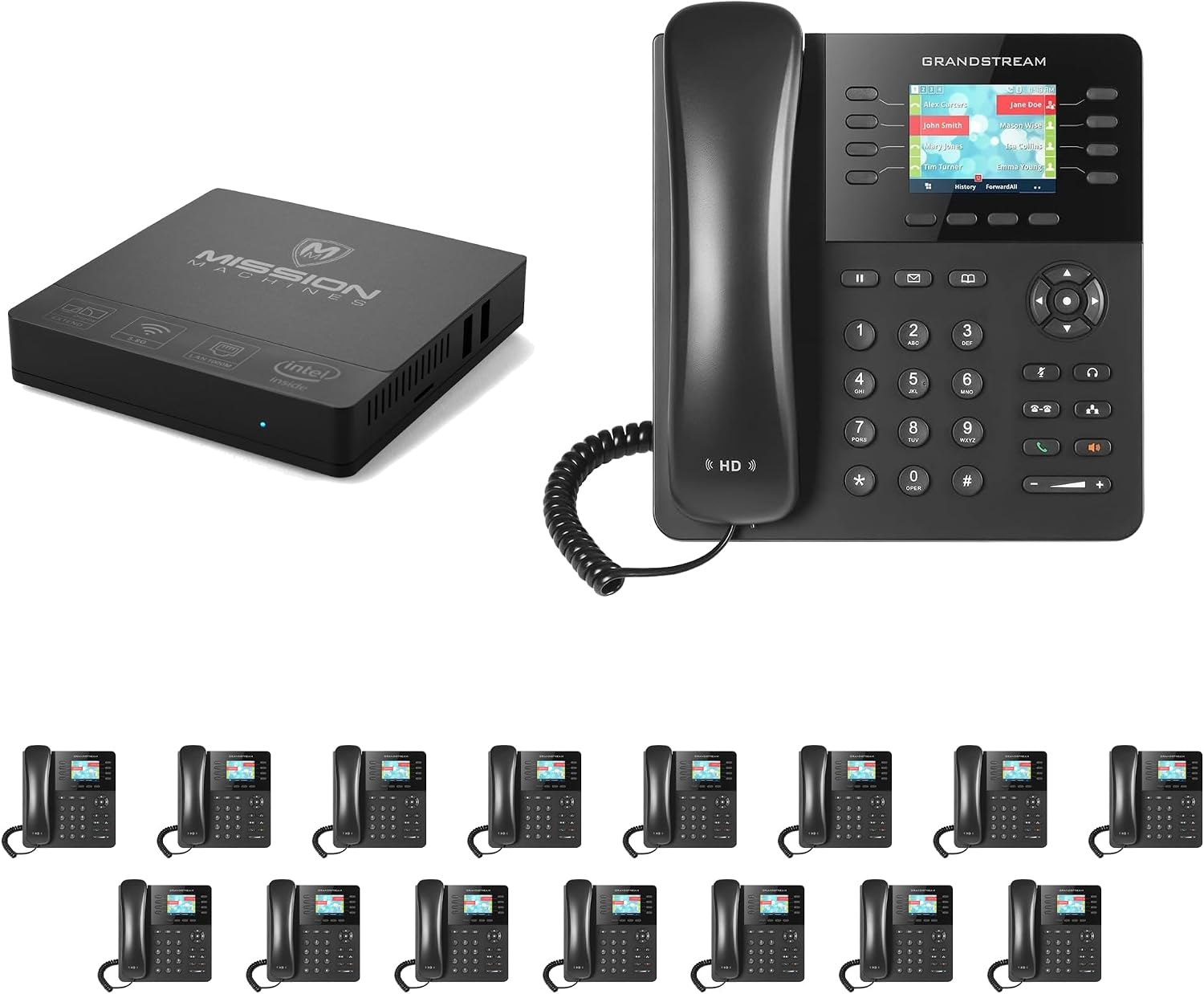 Business Phone System 'Mission Machines' G200: Includes Grandstream 2135 Phones + 'Mission Machines' Server + Free 1 Year of 'Mission Machines' Phone Service (16 Phone Bundle)