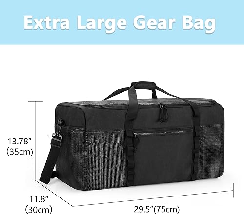 Miniatura 4 de Fasrom Bolsa de lona XL de malla para equipo de buceo, bolsa deportiva de gran tamaño para esnórquel, natación, artículos de playa y gimnasio, color