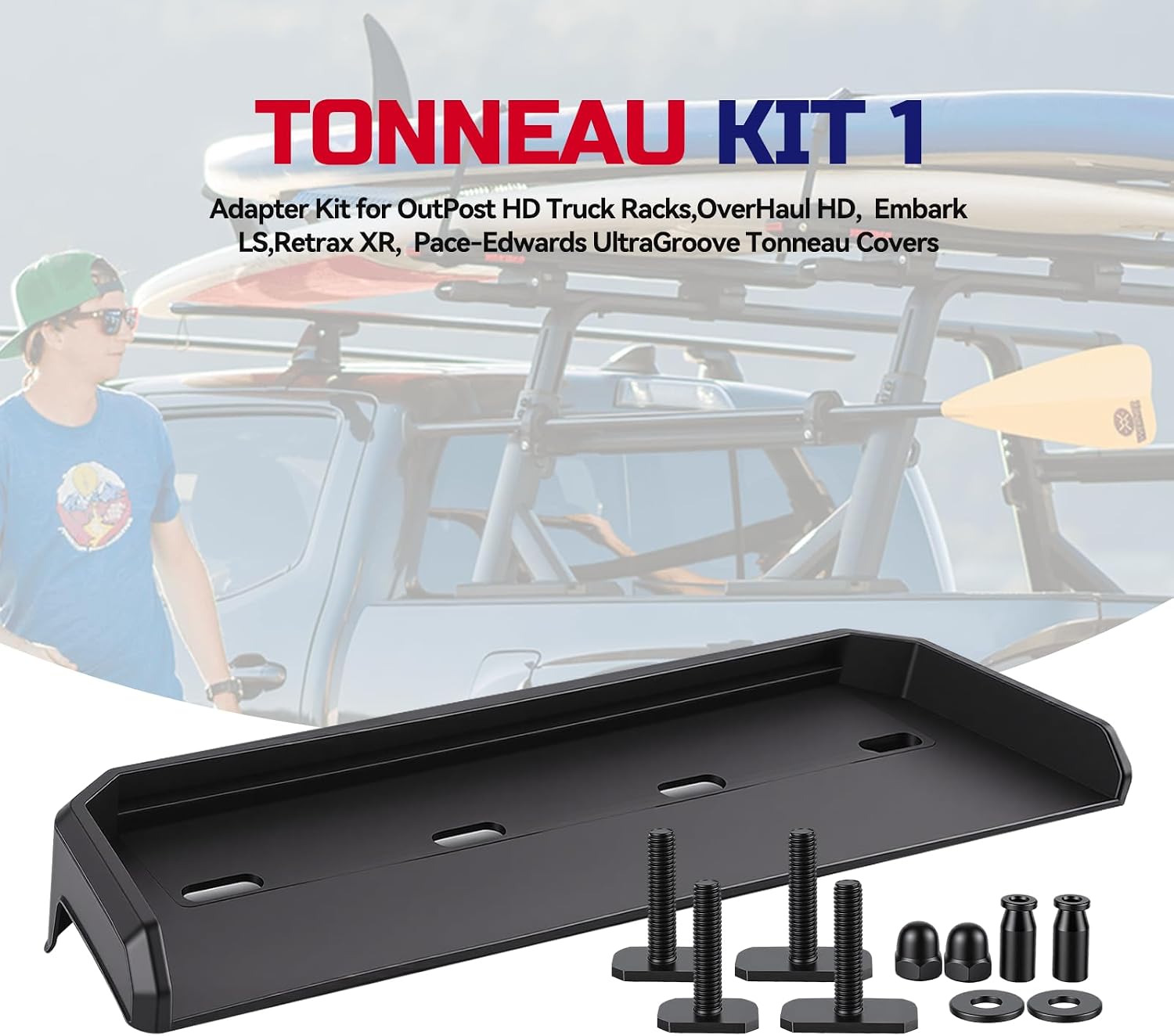 Tonneau Kit 1, Adapter Kit:for Outpost HD Truck Racks,Overhaul HD, Embark LS,Retrax XR, Pace-Edwards UltraGroove Tonneau Covers