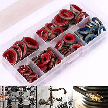 100pcs/ 245pcs Assorted Sealing Gasket Set, Rubber O Rings Kit -12 Size, Combination Gasket Repair Box for Automobiles, Boats, Engines,Oil Plumbing,Gas ControlFaucets Seal Repair (100 PCS)