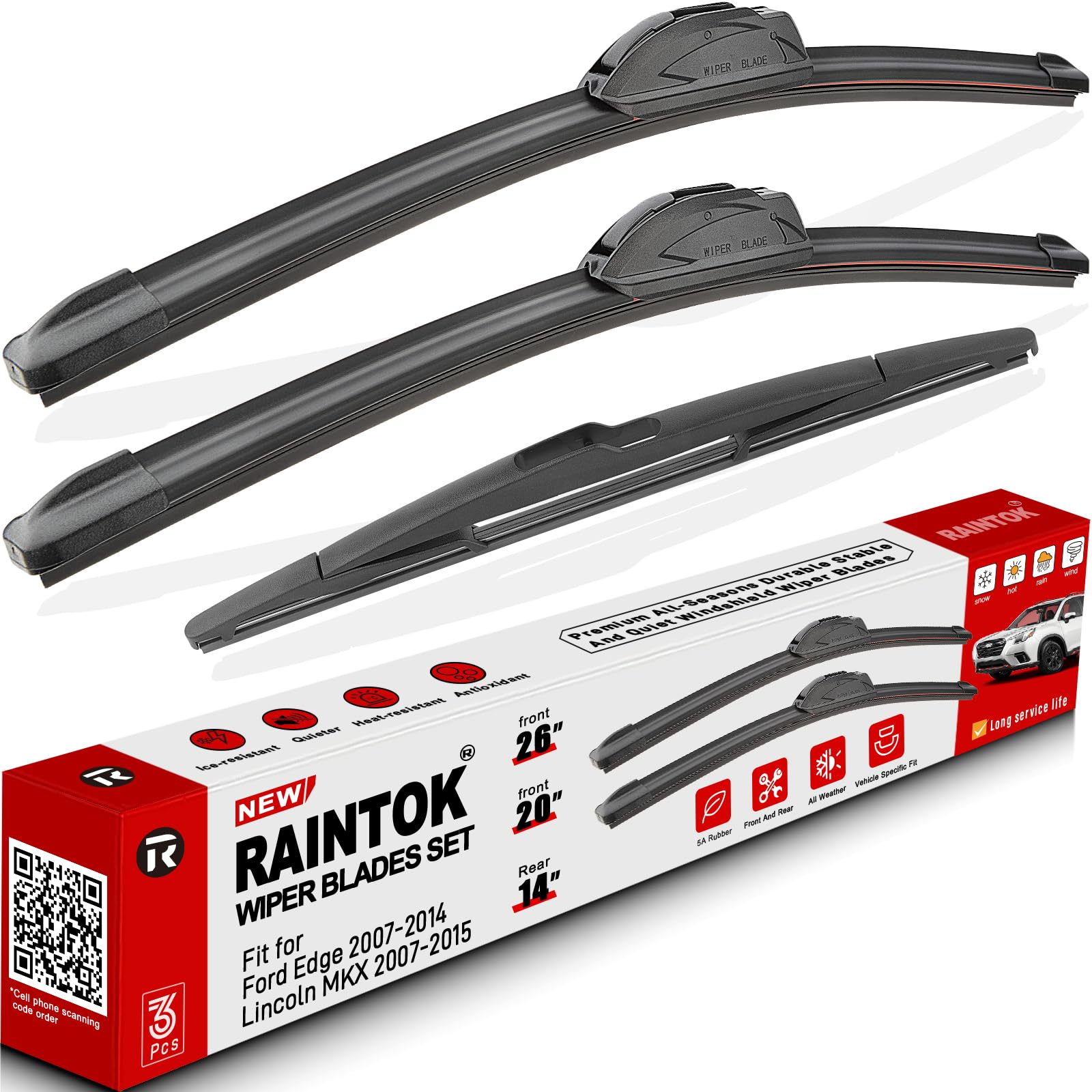 3 Pack Windshield Wiper Blades Replacement for Ford Edge 2007-2013 2014