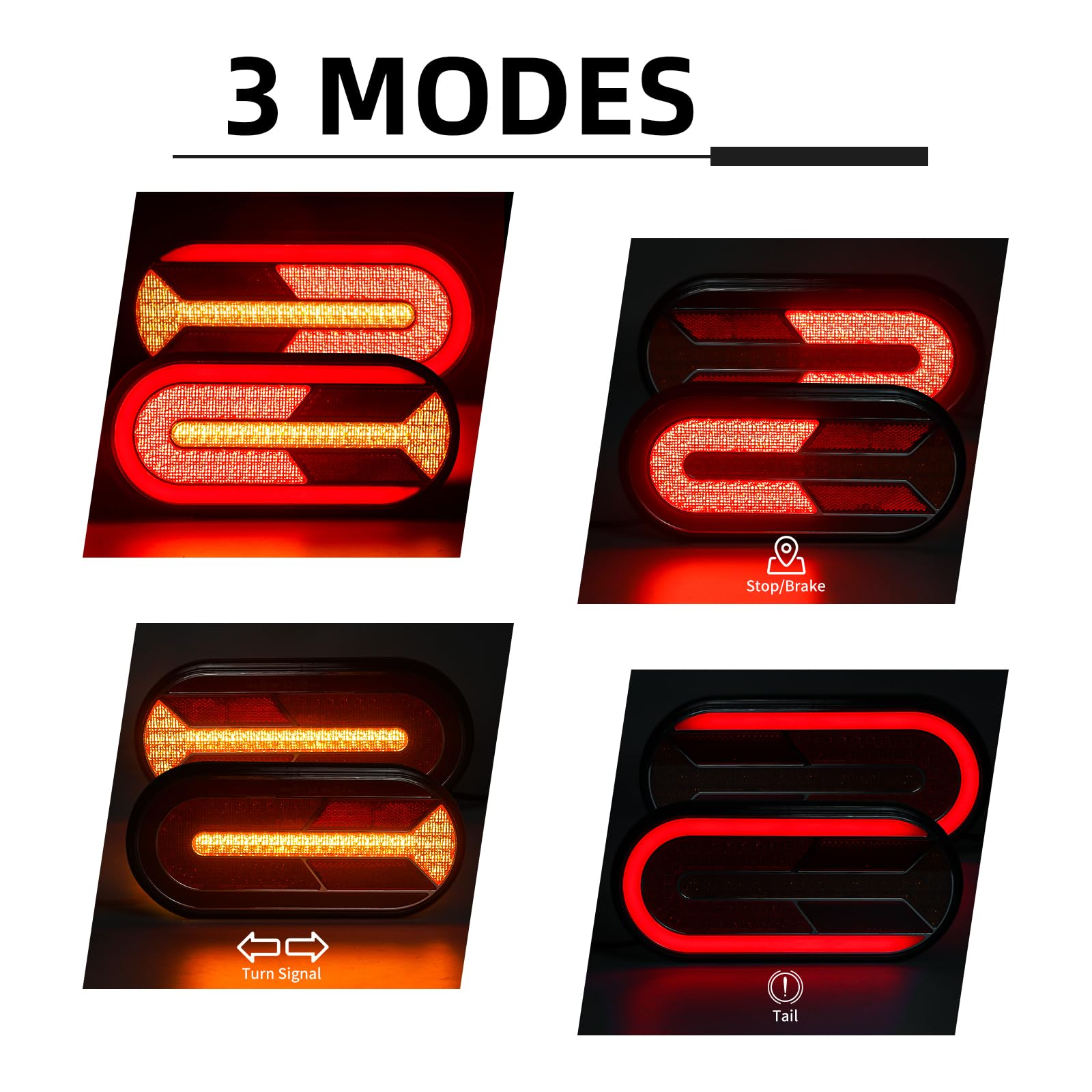 2 Pack Luces traseras LED Remolque, 12/24V Remolque Juego de iluminación, IP67 a prueba de agua Luces traseras Remolque