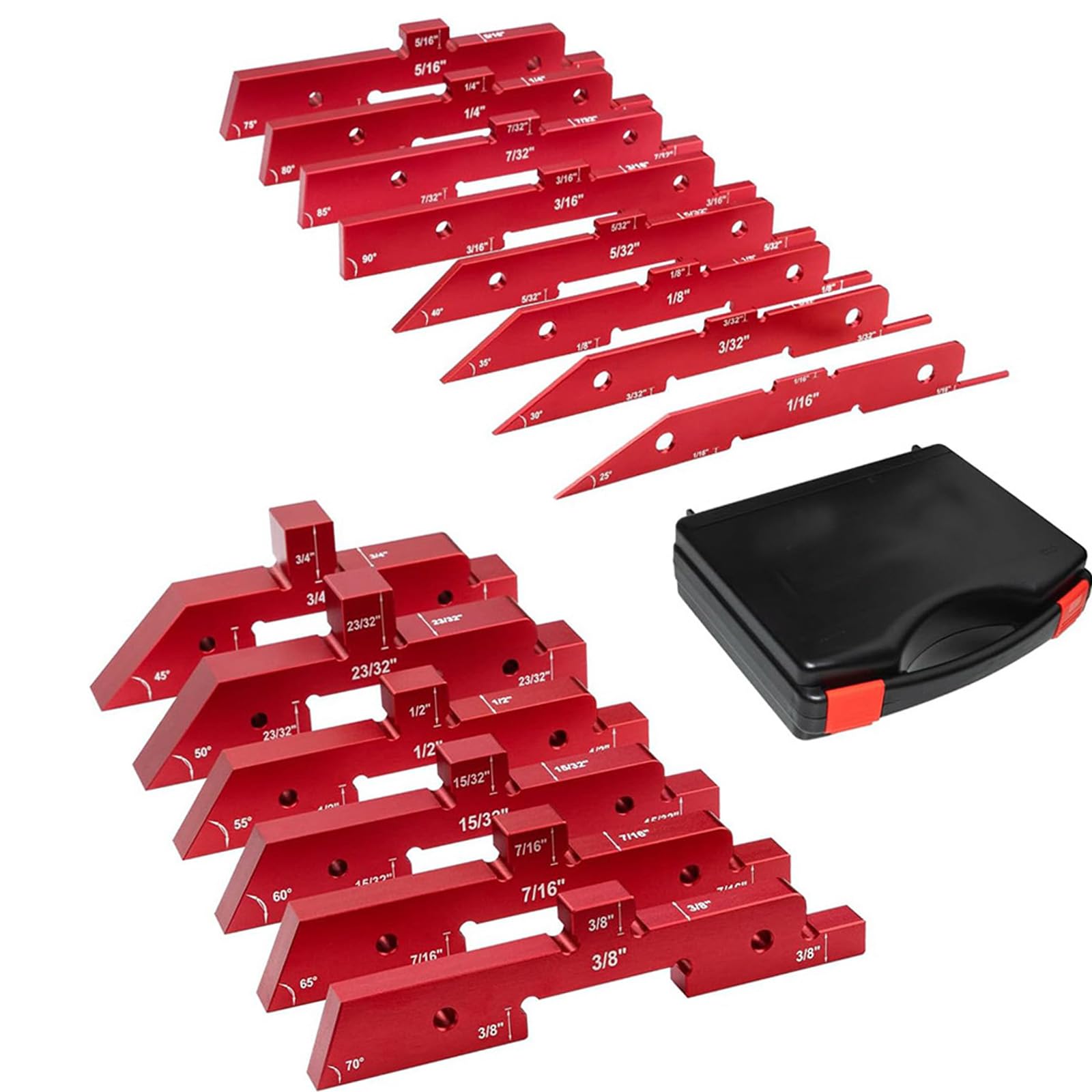 14pcs Height Gauge Set Setup Blocks Aluminum Alloy High Precisions Woodworking Tool Router Accessory Setup Blocks Height Gauge Set with Storage Case Aluminum Alloy Construction High Precisions Tool