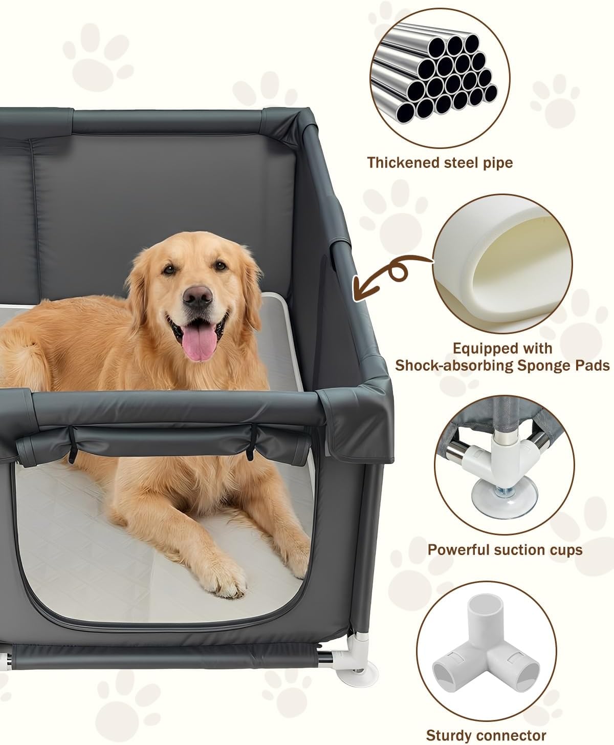 Whelping Box for Dogs and Puppies, 47.2×47.2×17.7in Puppies Playpen, Puppy Whelping Supplies with Absorbent Whelping Pad, for Medium Small Dogs